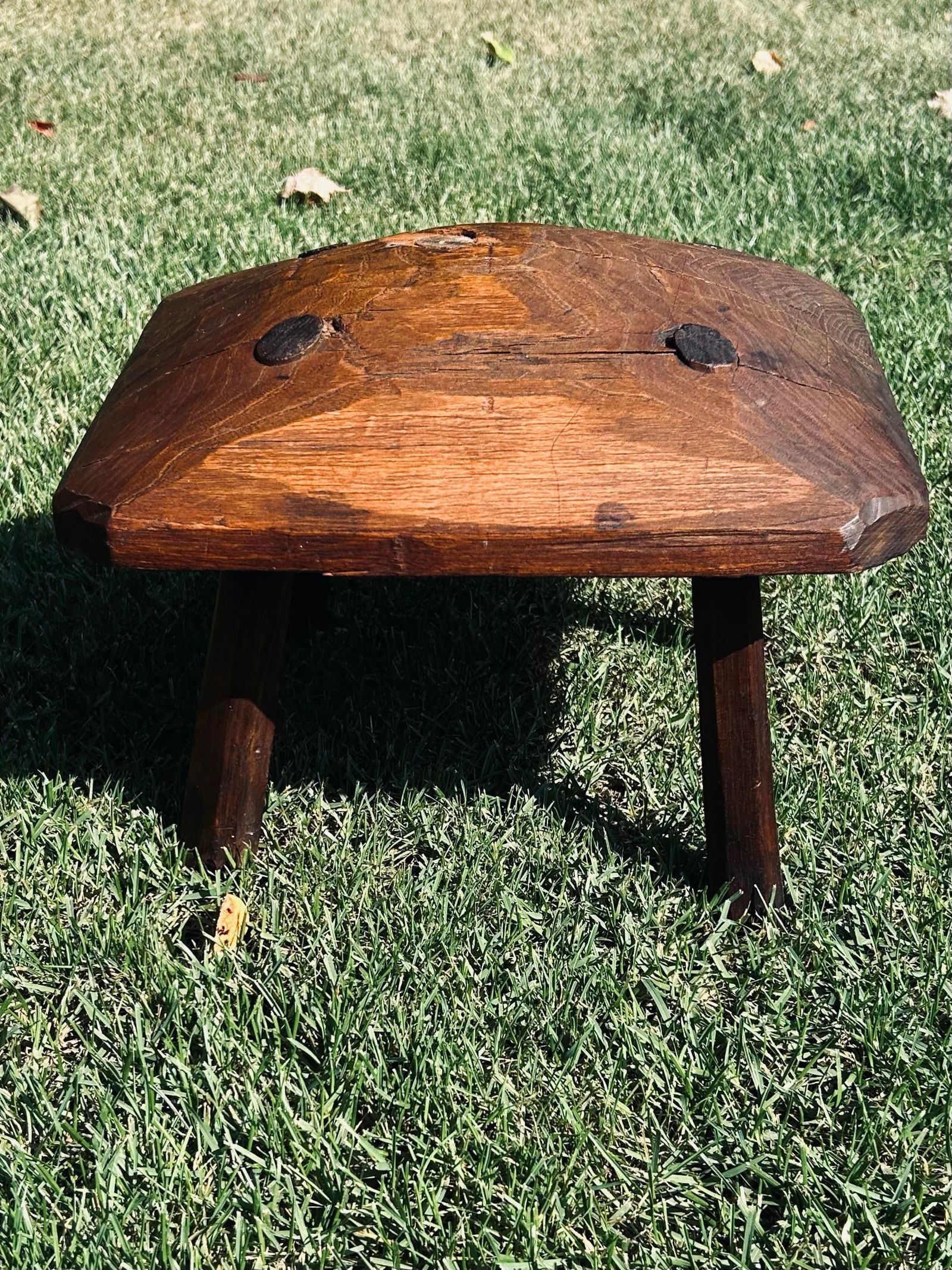 Primitive, Antique Stool, All Wood-Made, Rustic, Circa 1800's - 6