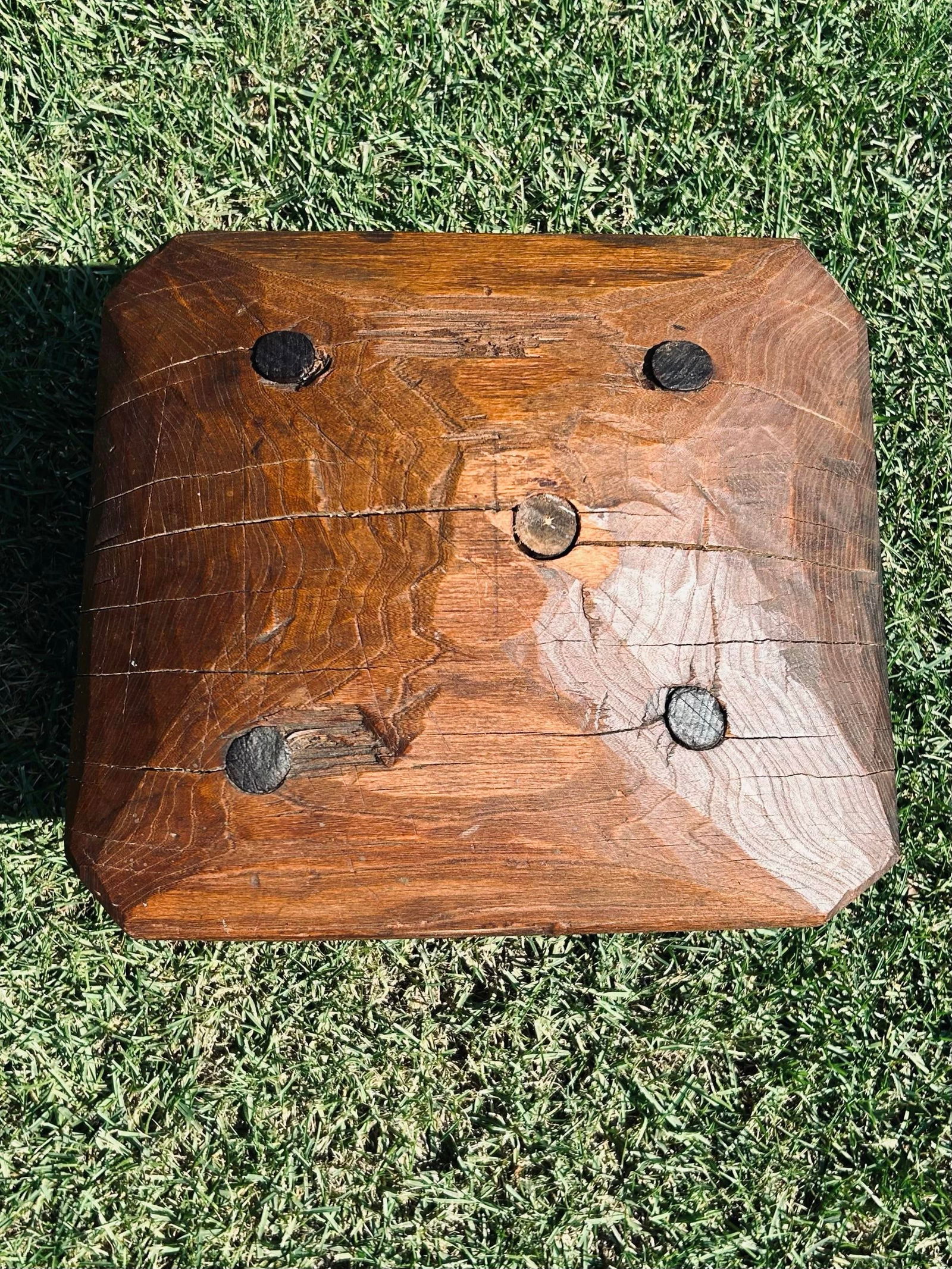 Primitive, Antique Stool, All Wood-Made, Rustic, Circa 1800's - 7