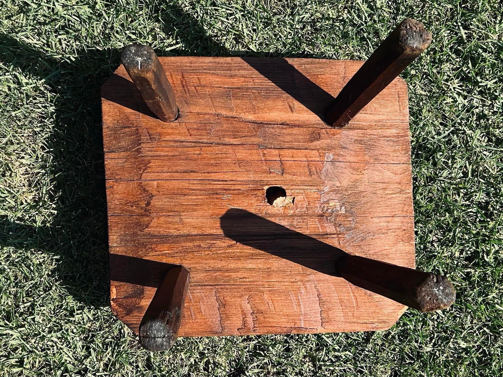 Primitive, Antique Stool, All Wood-Made, Rustic, Circa 1800's - 9