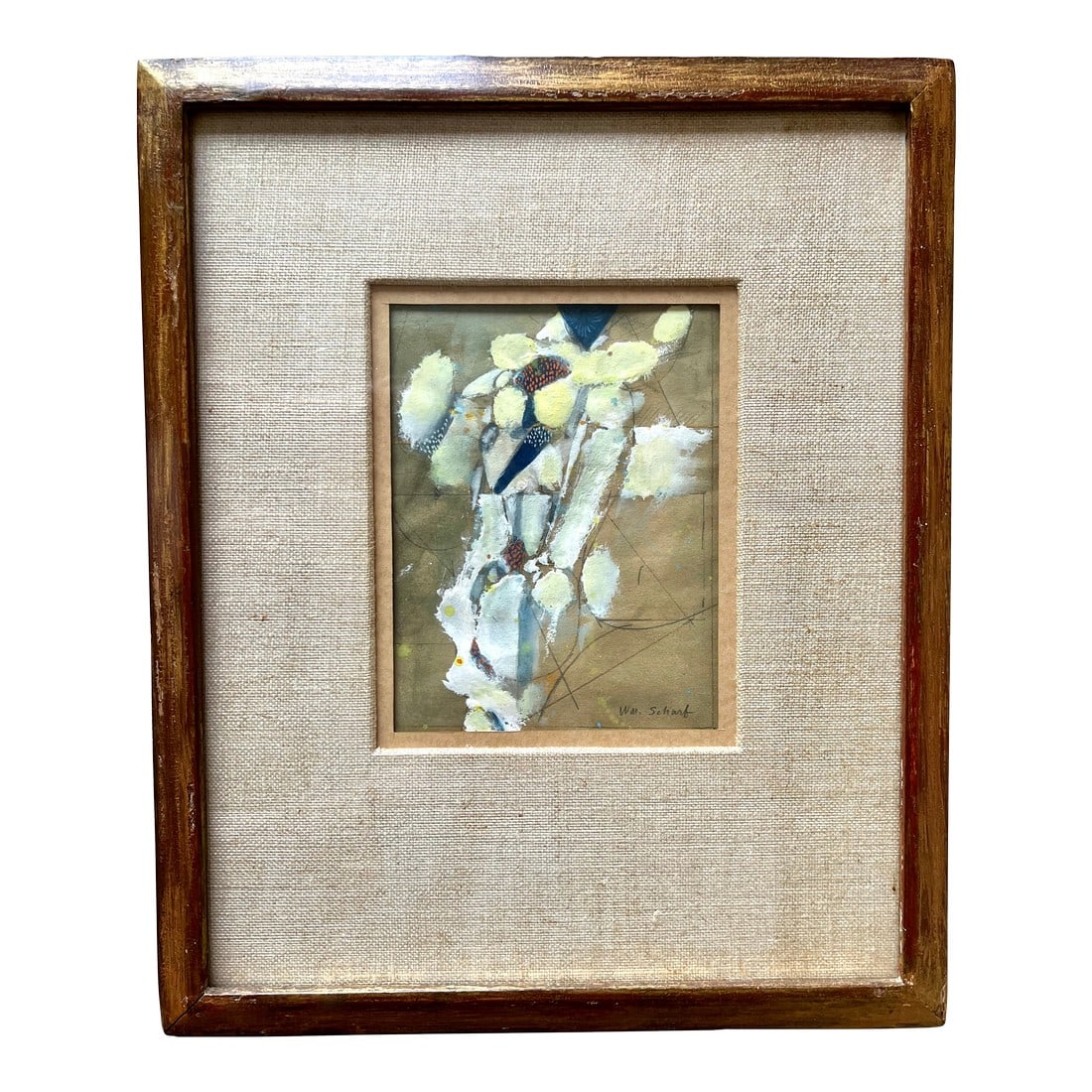 Framed Original Abstract Gouache-William Scharf-New York School: This original abstract gouache painting was framed by the artist, William Scharf, (1927-2018), a member of the New York School of Abstract Expressionists, and dates from the 1950's. Acquired from the