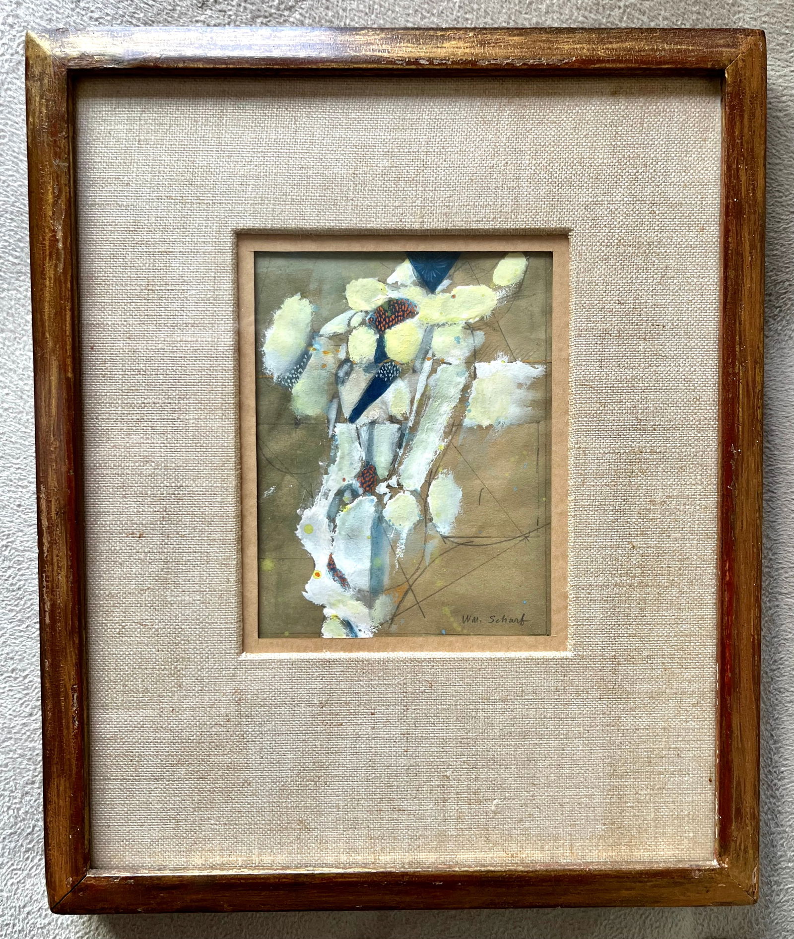 Framed Original Abstract Gouache-William Scharf-New York School - 2