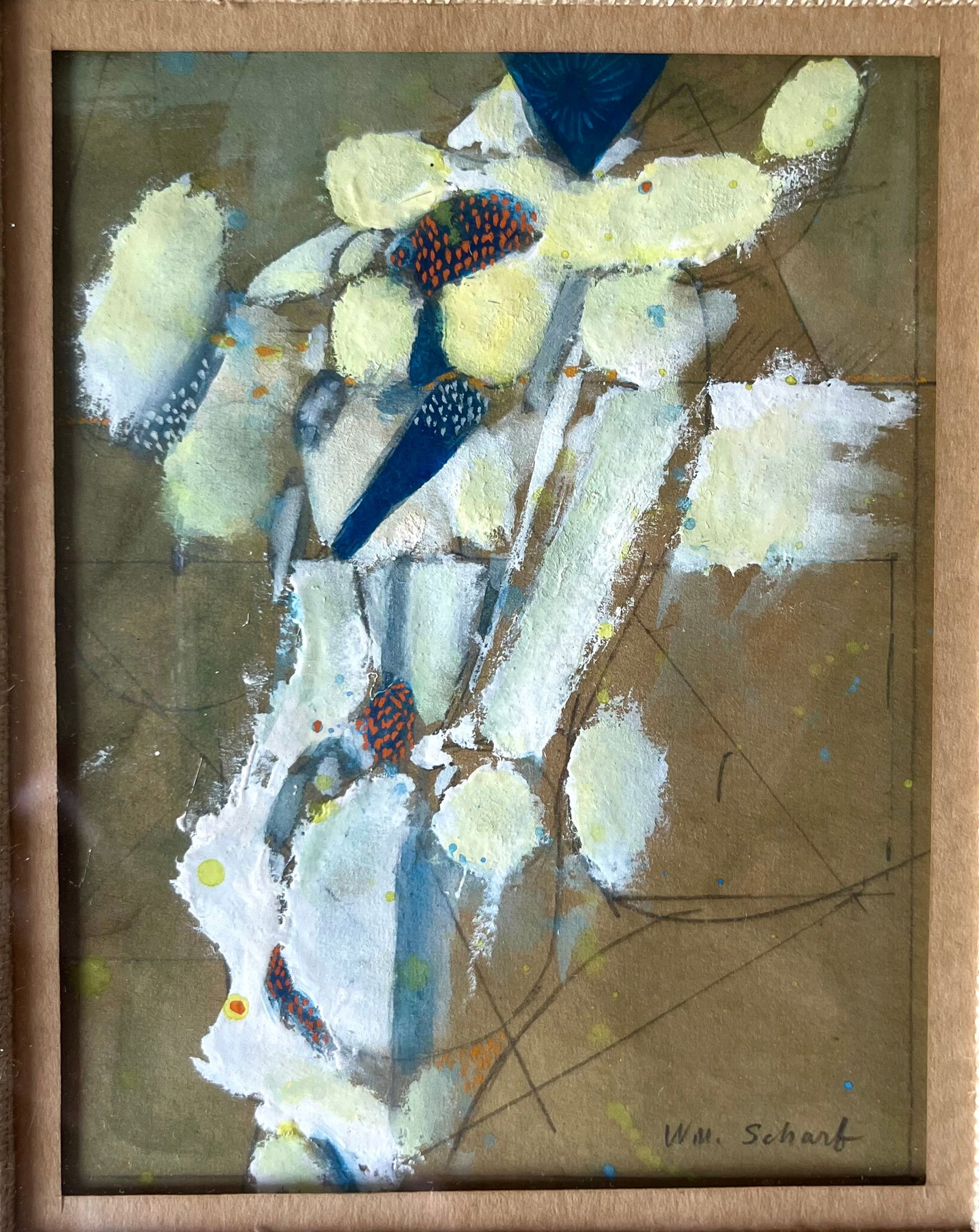 Framed Original Abstract Gouache-William Scharf-New York School - 5