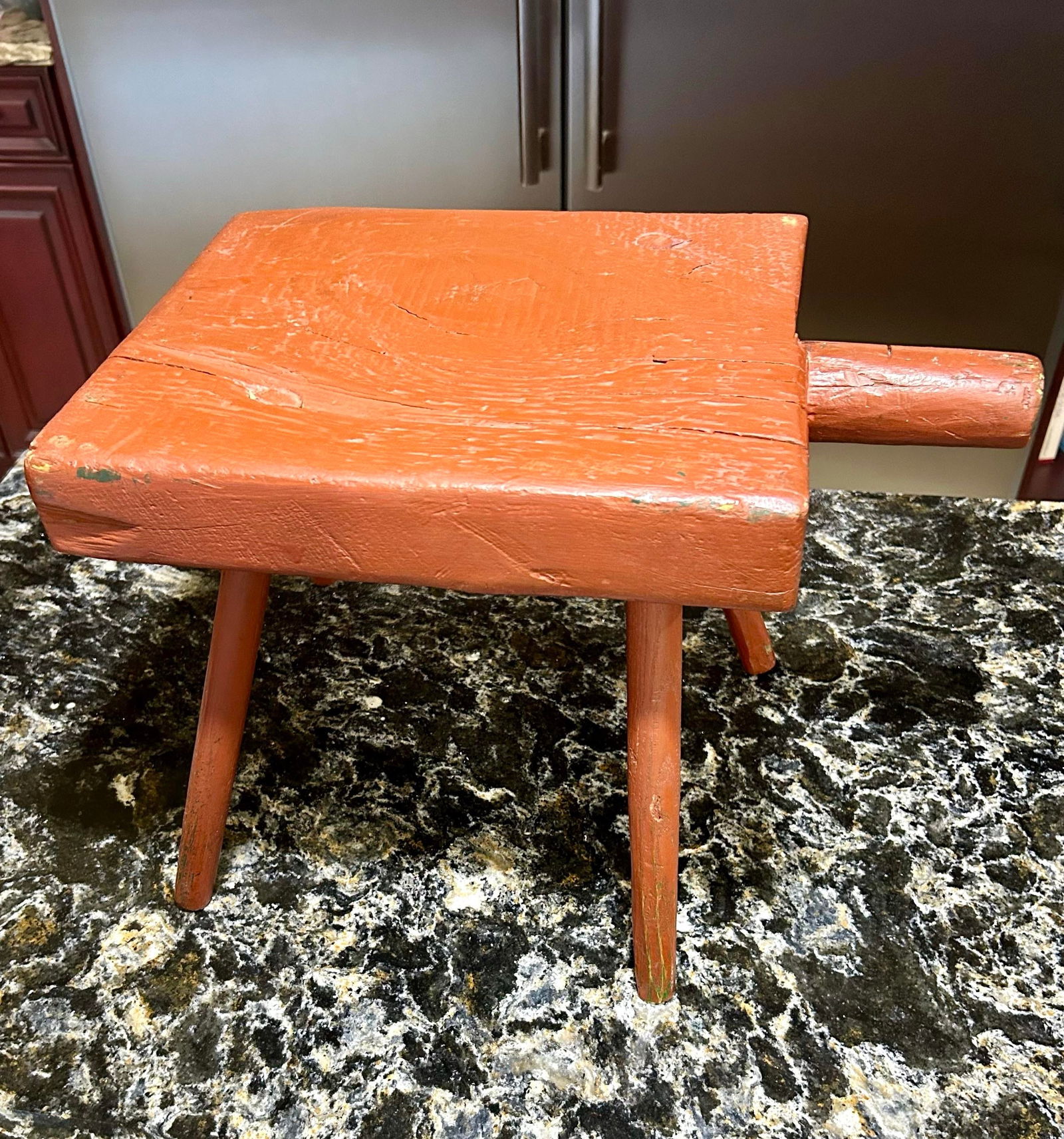 Early 19th Century Rustic, Primitive, 4-Legged Milking Stool - 3