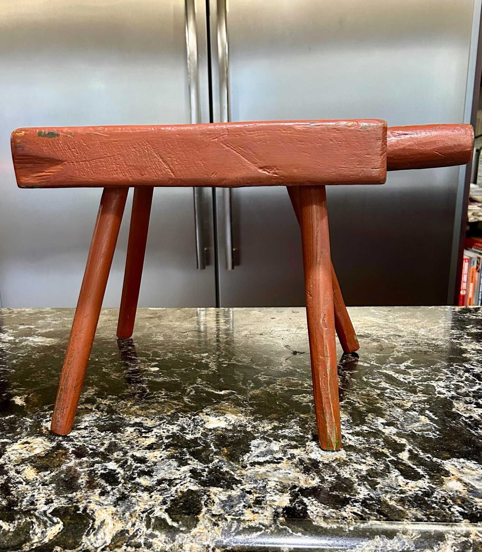 Early 19th Century Rustic, Primitive, 4-Legged Milking Stool - 4