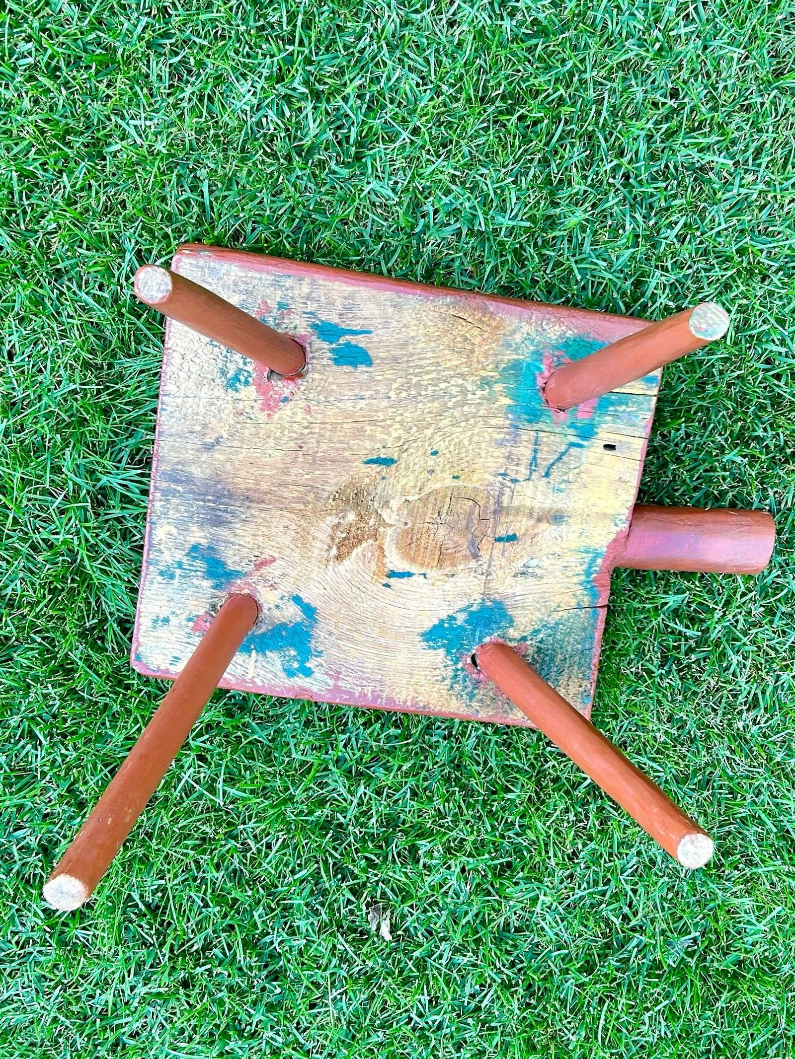 Early 19th Century Rustic, Primitive, 4-Legged Milking Stool - 5