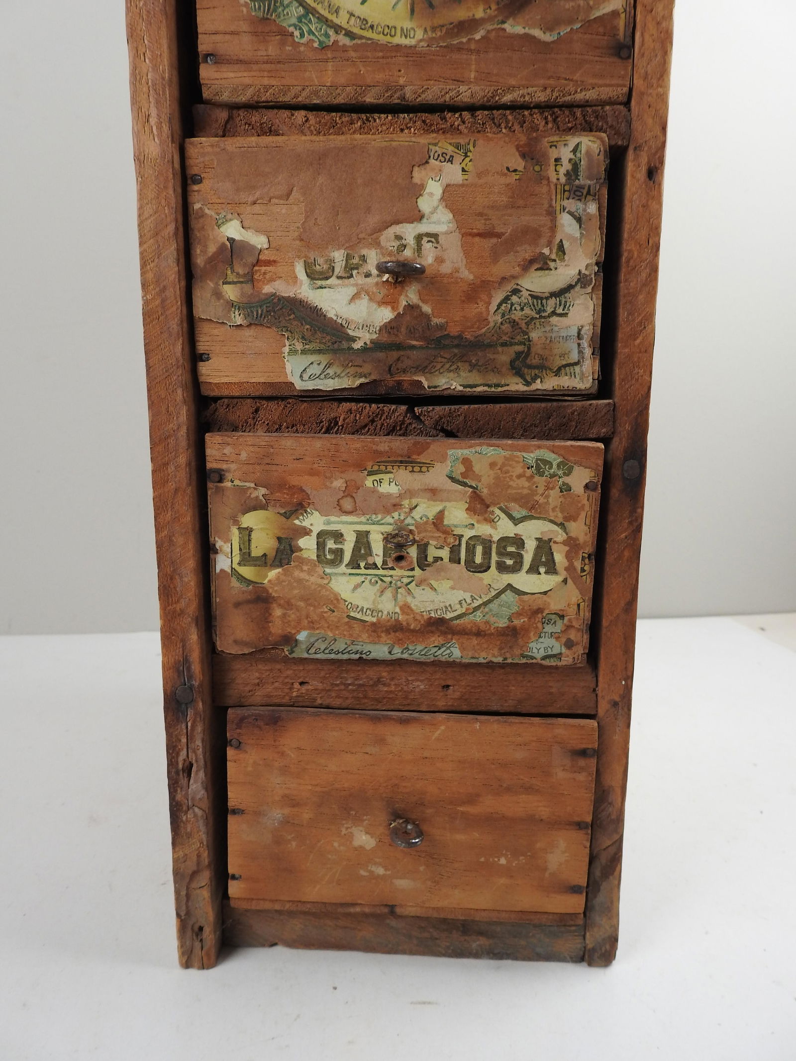 Antique Primative Folk Art Cigar Box Drawers - 2