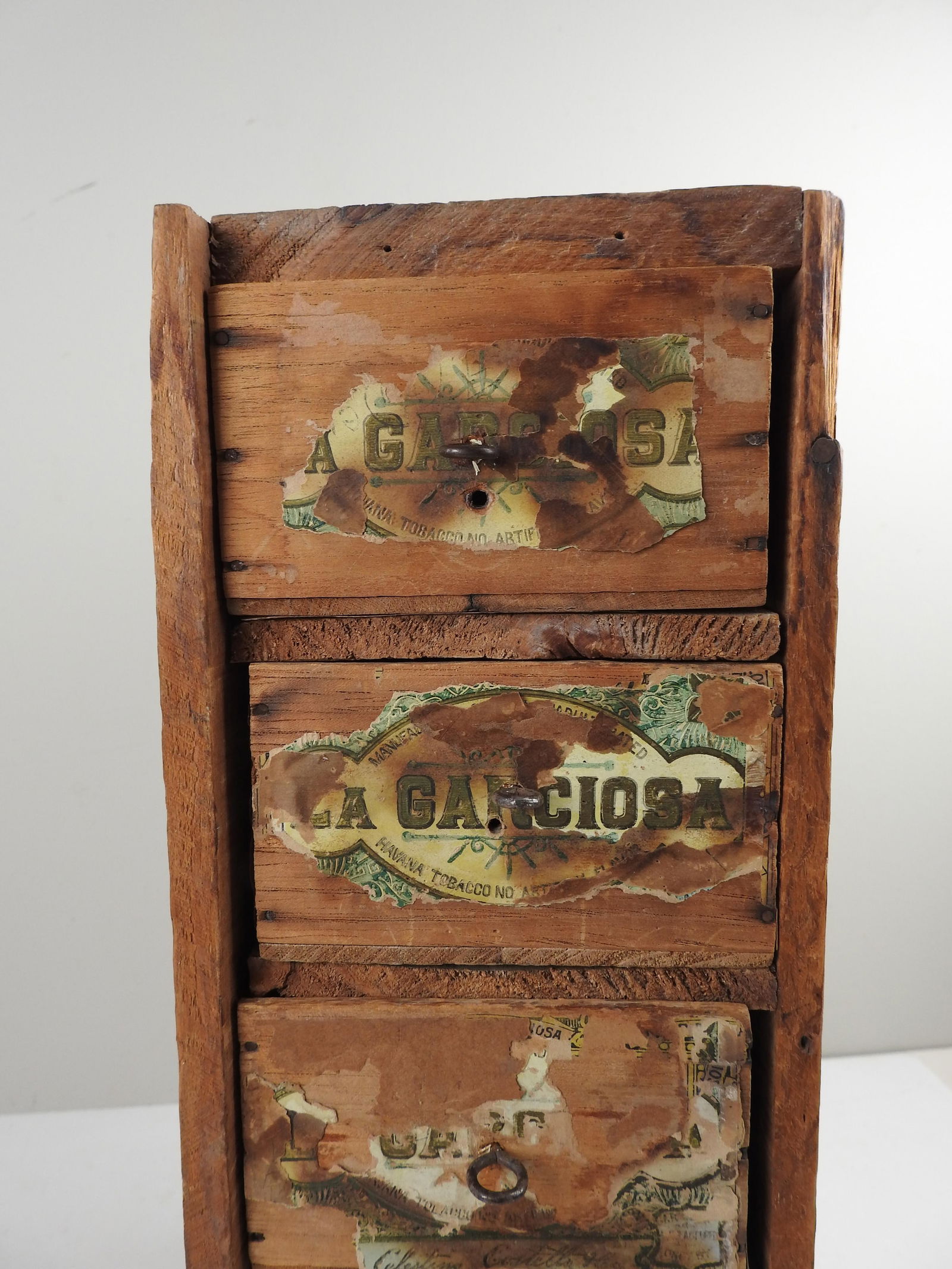 Antique Primative Folk Art Cigar Box Drawers - 3