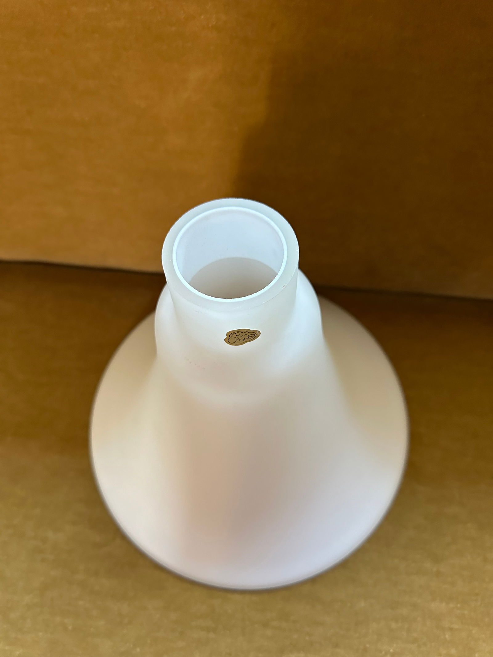 Mid Century Brass Floor Lamp With Vianne Glass Trumpet Shade - 6