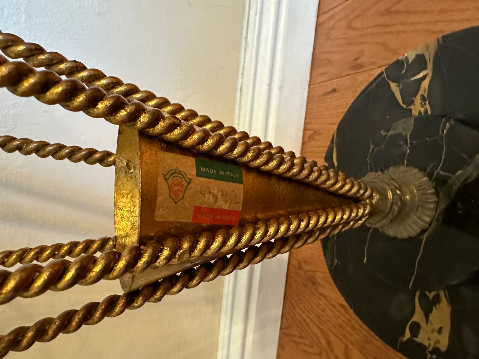 1950s Vintage Italian Rope Metal Gold Gilt Umbrella Form Umbrella Stand - 2