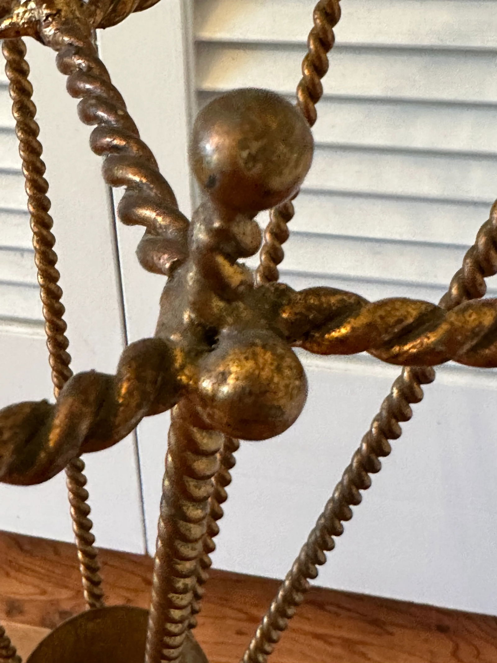 1950s Vintage Italian Rope Metal Gold Gilt Umbrella Form Umbrella Stand - 6