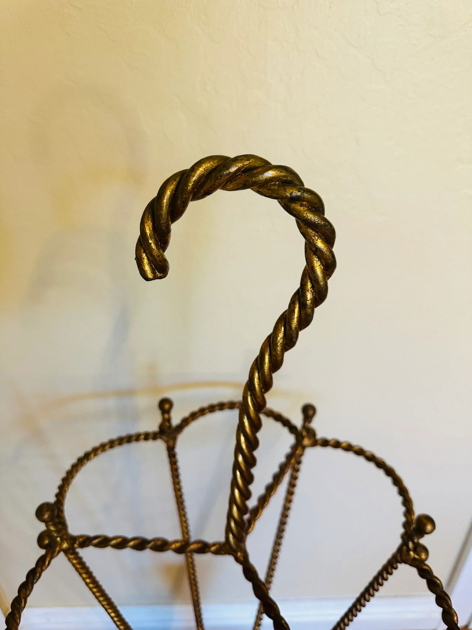 1950s Vintage Italian Rope Metal Gold Gilt Umbrella Form Umbrella Stand - 7
