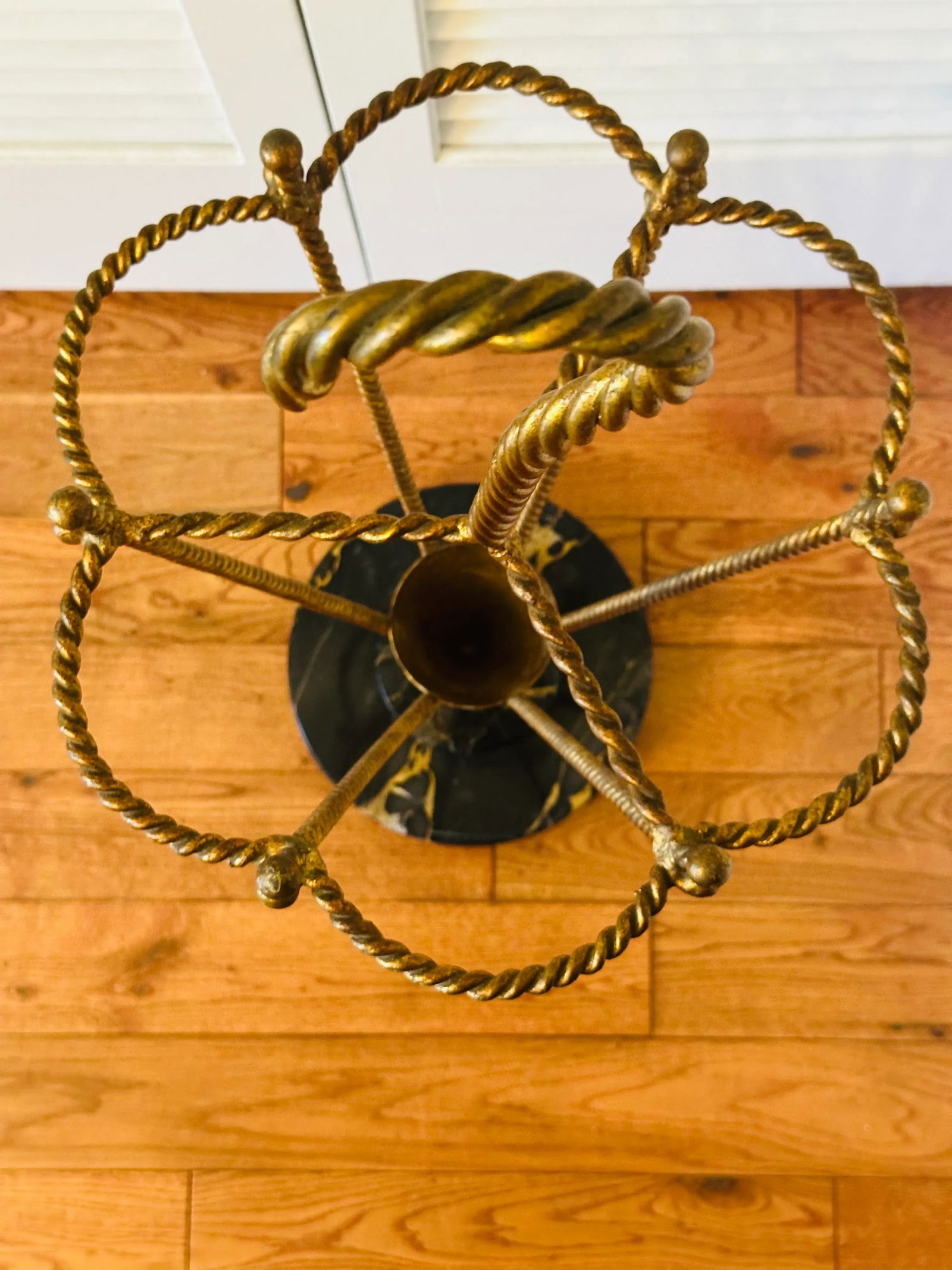 1950s Vintage Italian Rope Metal Gold Gilt Umbrella Form Umbrella Stand - 9