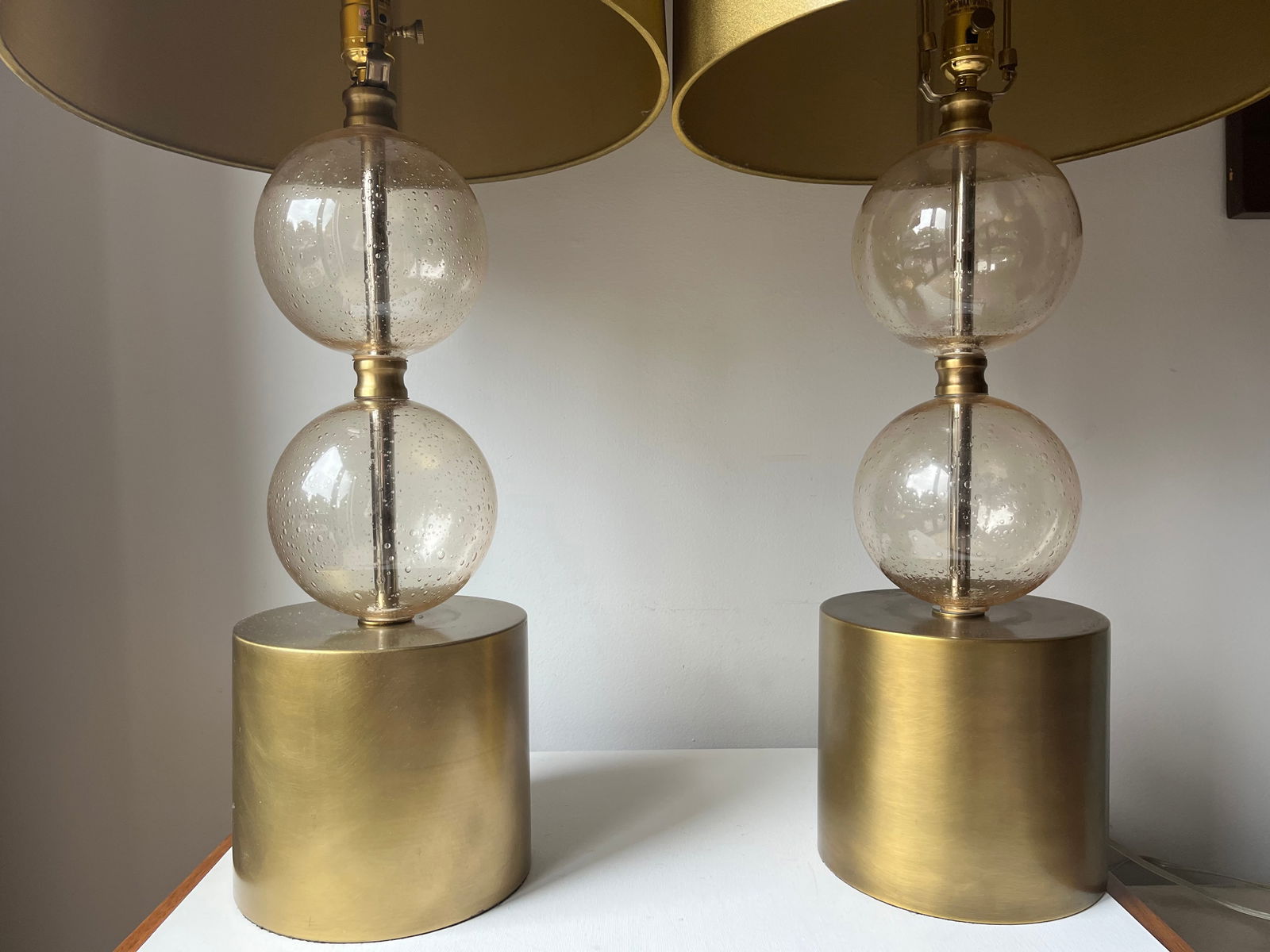 Arteriors Home-Gold Glass Lamps & Shades-a Pair - 4