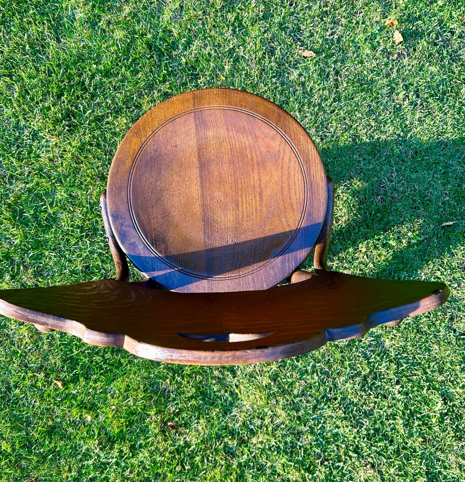 Antique, 1870's Adjustable Height, Quarter Sawn Oak, Swivel Desk Chair, W/Wooden Casters - 4