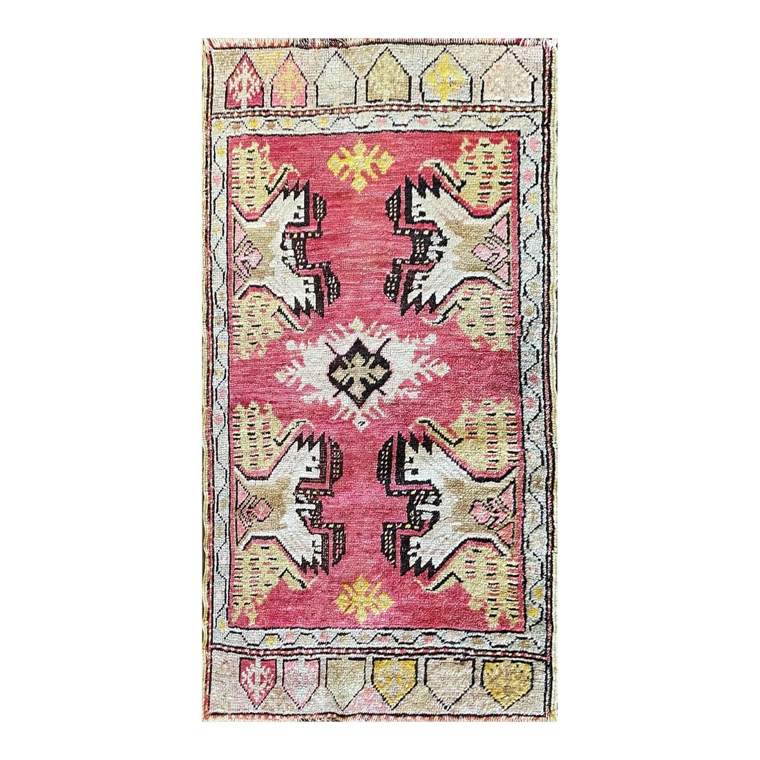 Antique Turkish Oushak Yastik Anatolian Rug, Dragon Design: Explore the legacy of Anatolian rugs, a term that encompasses the rich tapestry of carpets woven in Anatolia and its surrounding regions. Geographically, this area aligns with the historical dominion