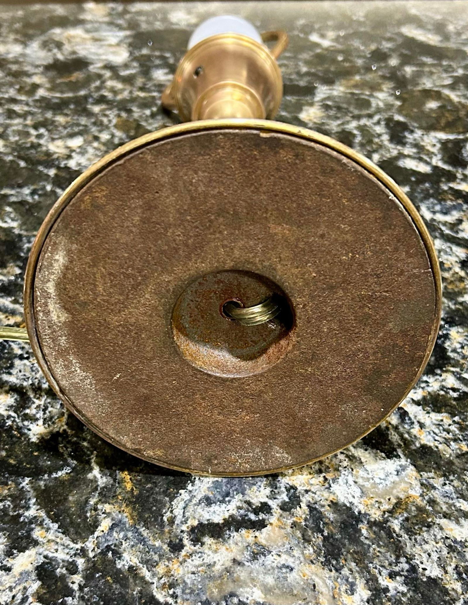 Tapered Brass Shade and Turned Brass Base, Decorative Top, Table Lamp in the Style of New York's P - 10