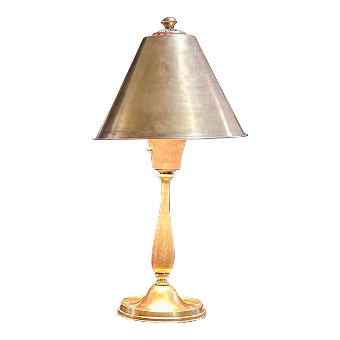 Tapered Brass Shade and Turned Brass Base, Decorative Top, Table Lamp in the Style of New York's P (1 of 12)