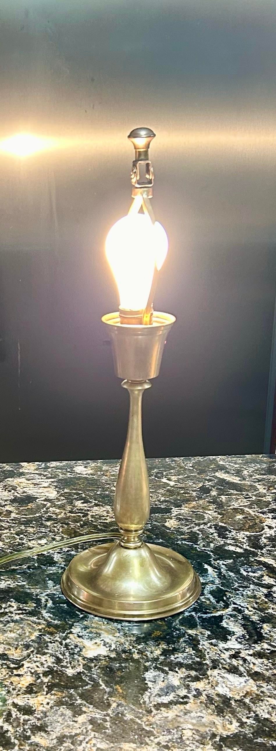 Tapered Brass Shade and Turned Brass Base, Decorative Top, Table Lamp in the Style of New York's P - 4