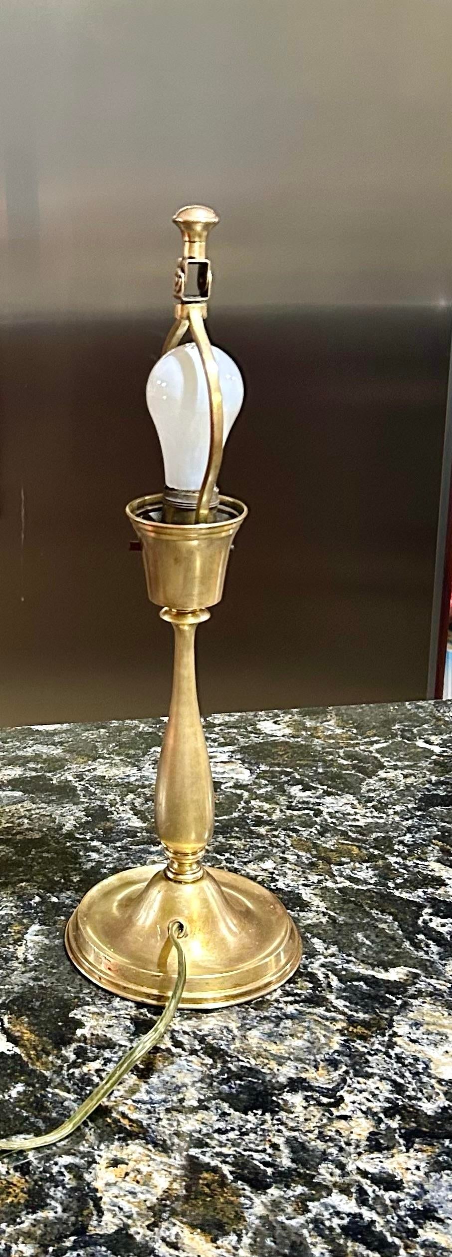 Tapered Brass Shade and Turned Brass Base, Decorative Top, Table Lamp in the Style of New York's P - 6