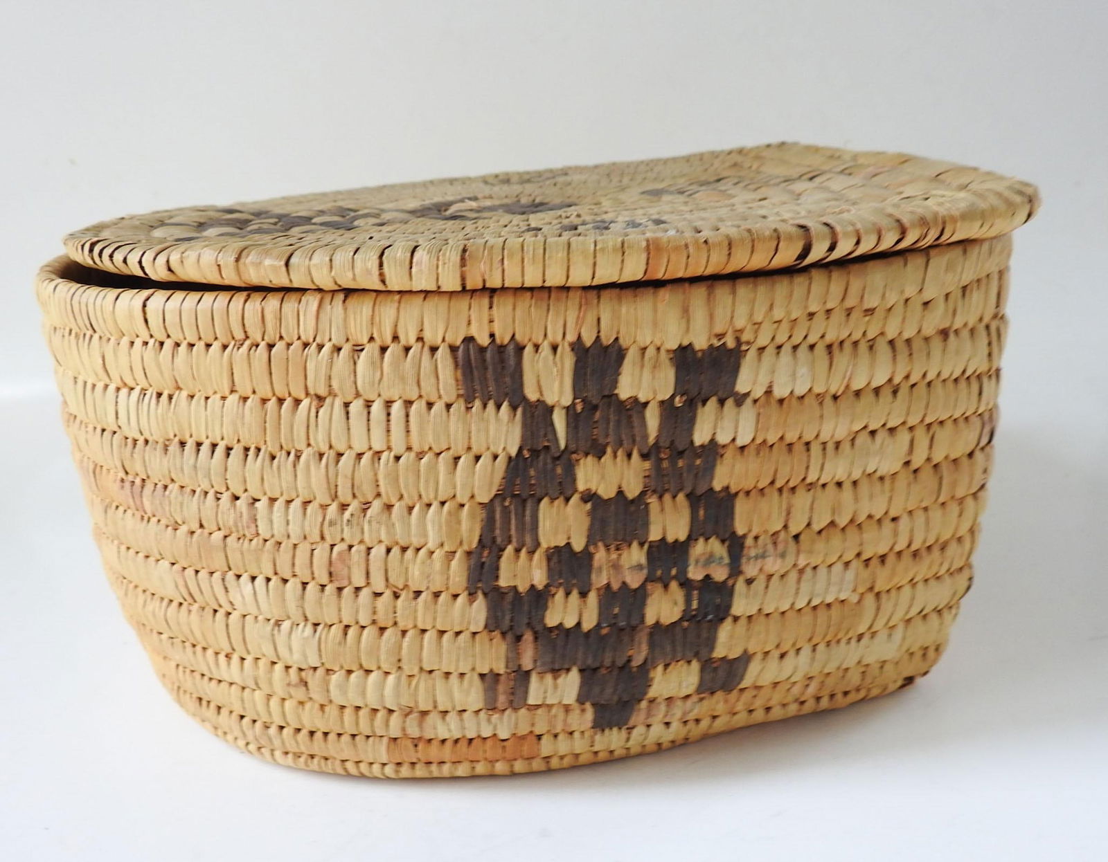 Vintage Papago Hand Woven Covered Basket Turtle Design - 3