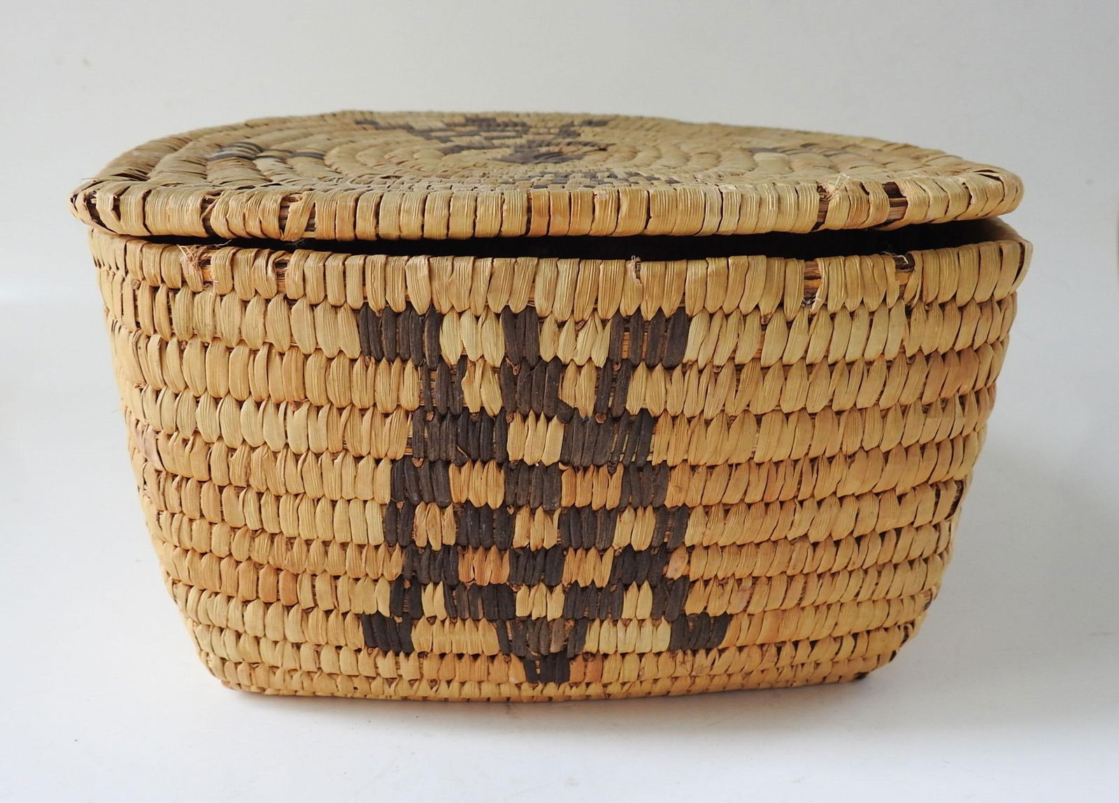 Vintage Papago Hand Woven Covered Basket Turtle Design - 4