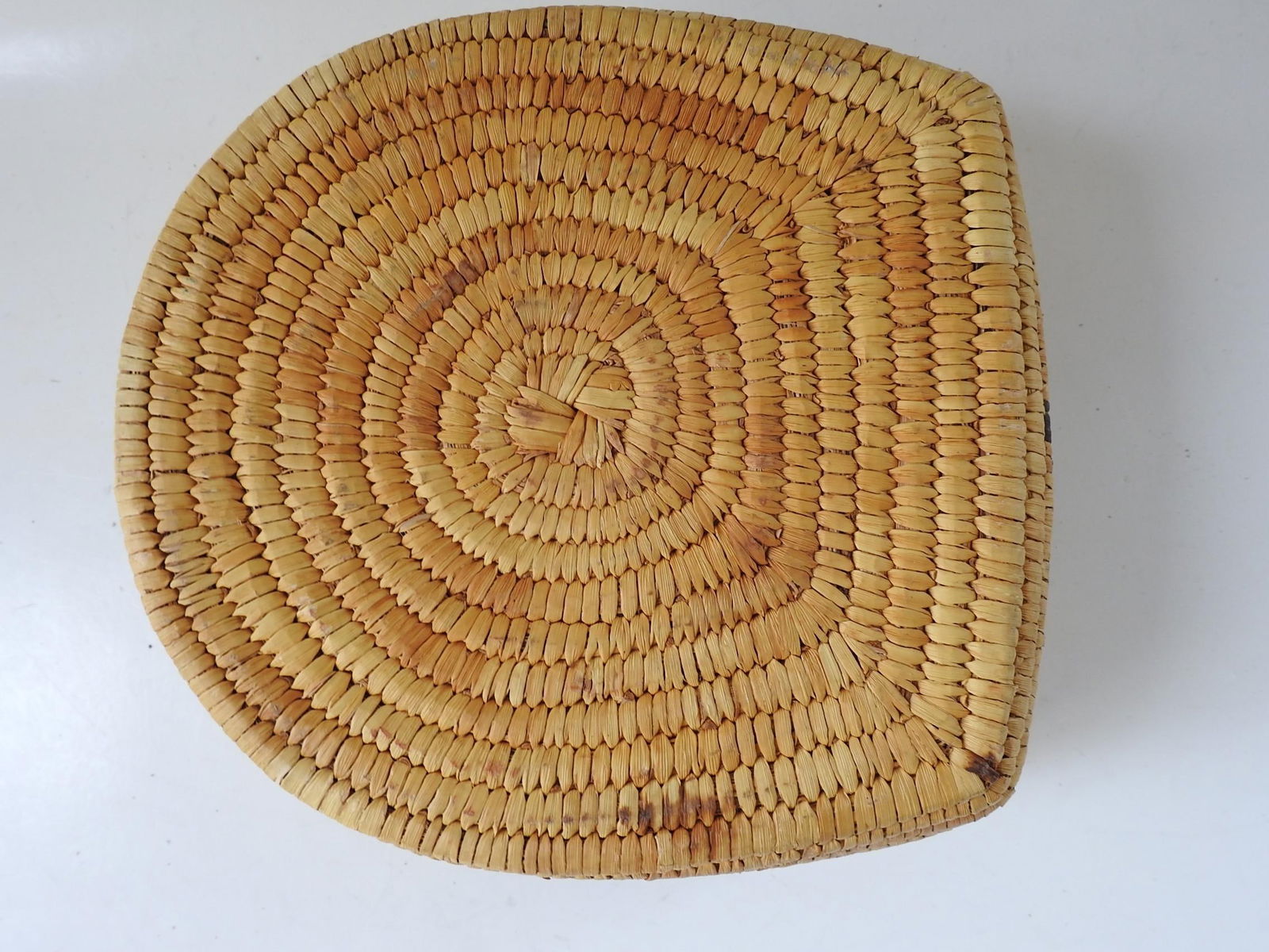 Vintage Papago Hand Woven Covered Basket Turtle Design - 6