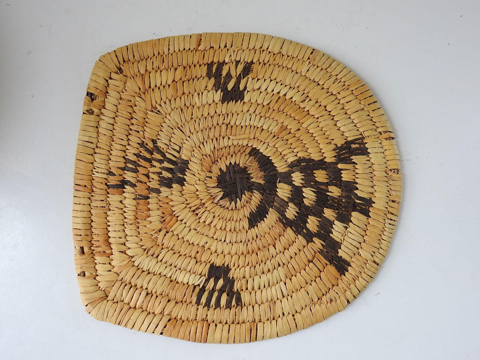 Vintage Papago Hand Woven Covered Basket Turtle Design - 7