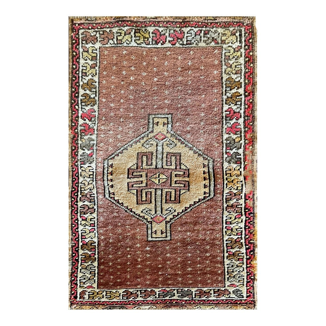 Antique Oushak Yastik Anatolian Rug, the Stars19" X 34": Explore the legacy of Anatolian rugs, a term that encompasses the rich tapestry of carpets woven in Anatolia and its surrounding regions. Geographically, this area aligns with the historical dominion