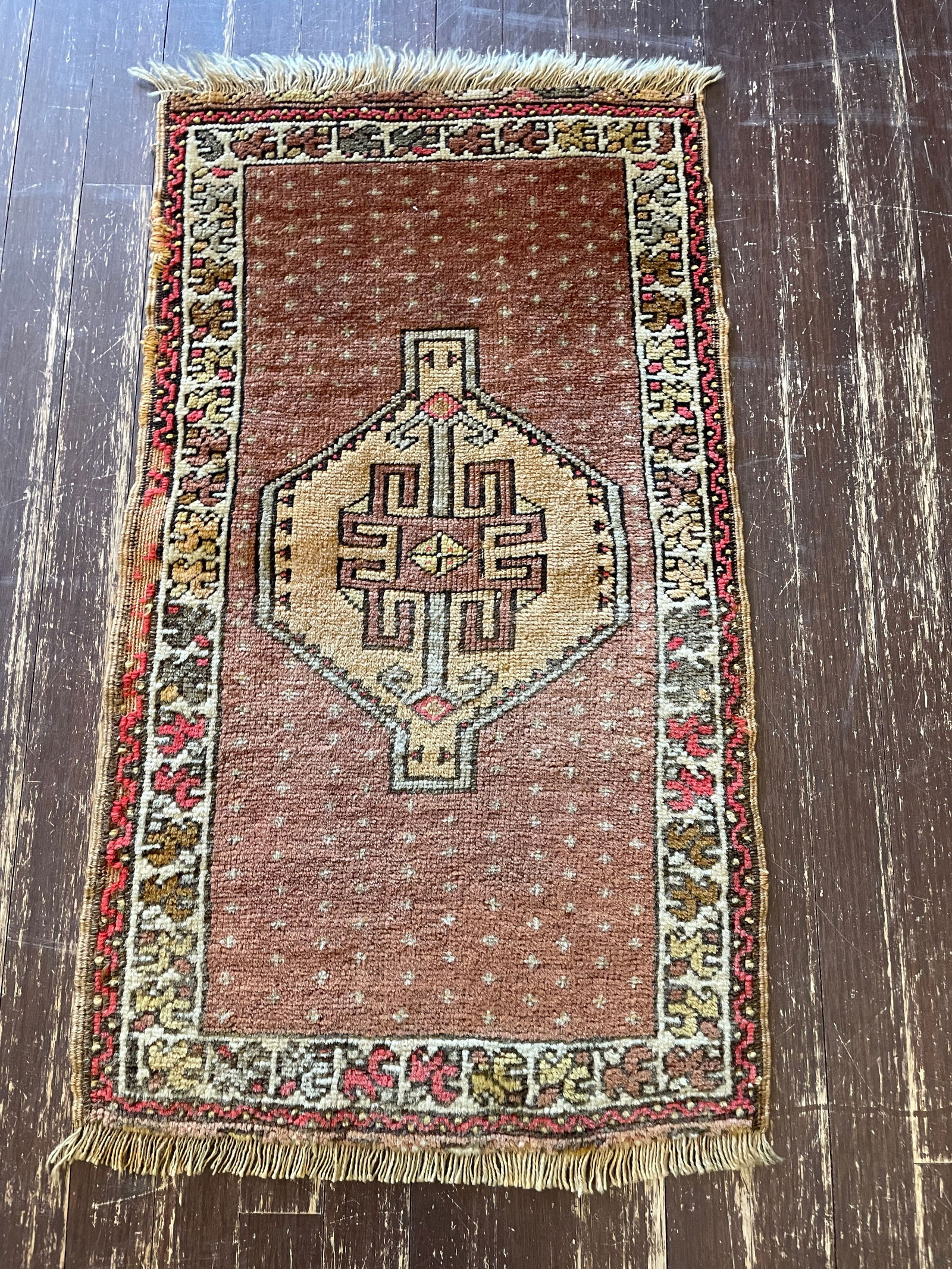 Antique Oushak Yastik Anatolian Rug, the Stars19" X 34" - 3