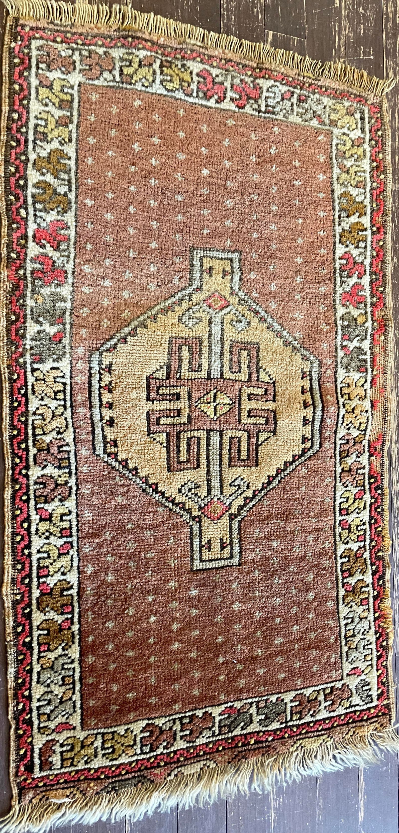 Antique Oushak Yastik Anatolian Rug, the Stars19" X 34" - 6