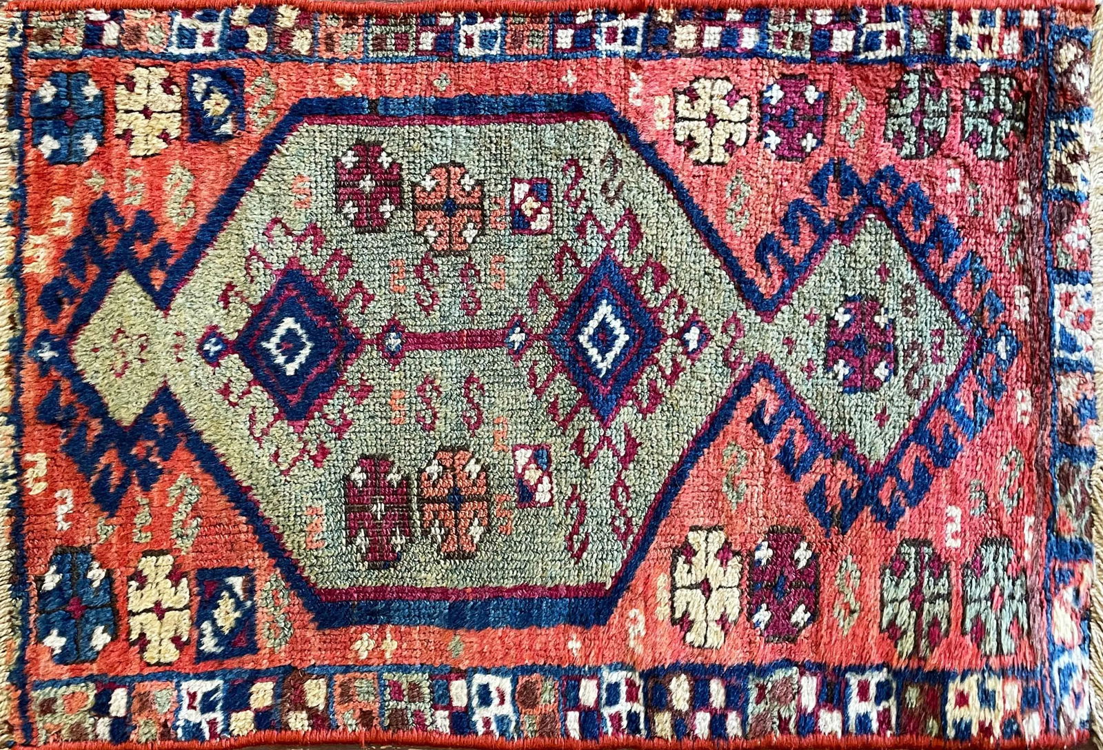 Antique Oushak Yastik Anatolian Rug, the Stars 16" X 28" - 2