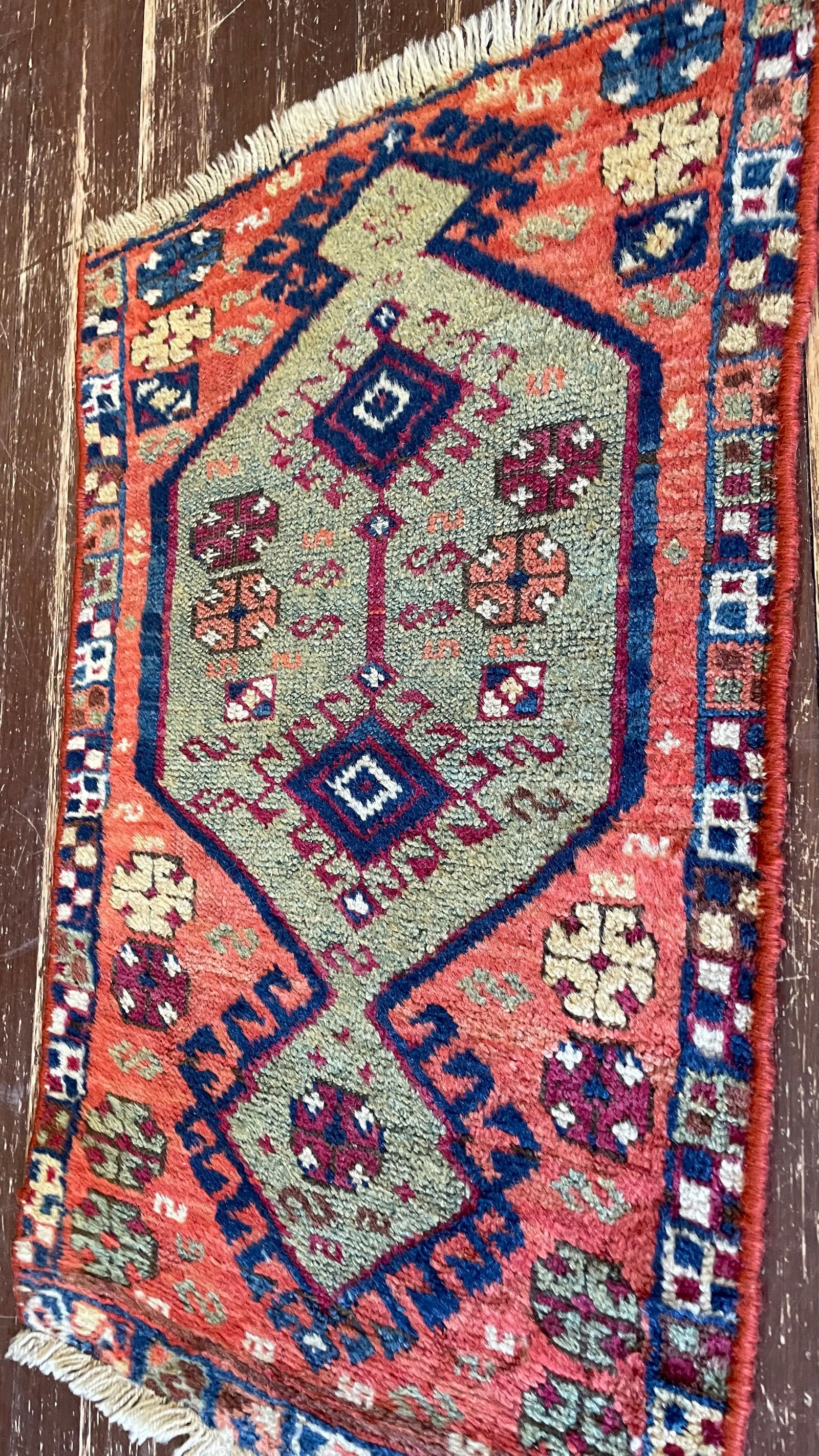 Antique Oushak Yastik Anatolian Rug, the Stars 16" X 28" - 3
