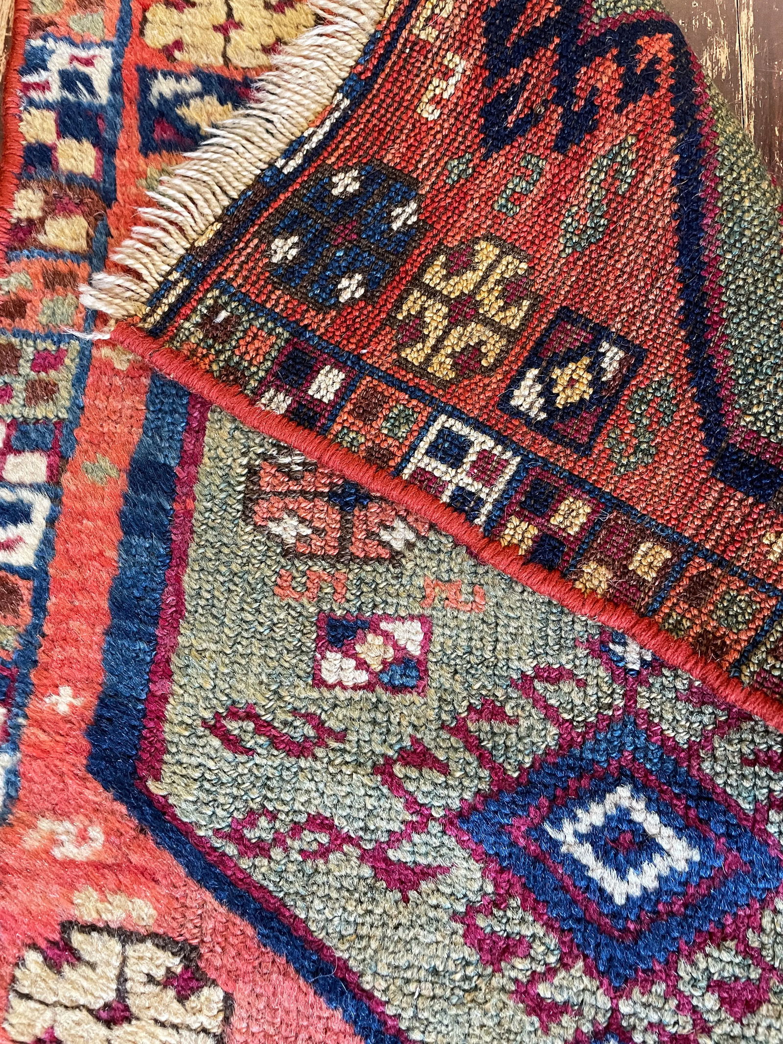 Antique Oushak Yastik Anatolian Rug, the Stars 16" X 28" - 4