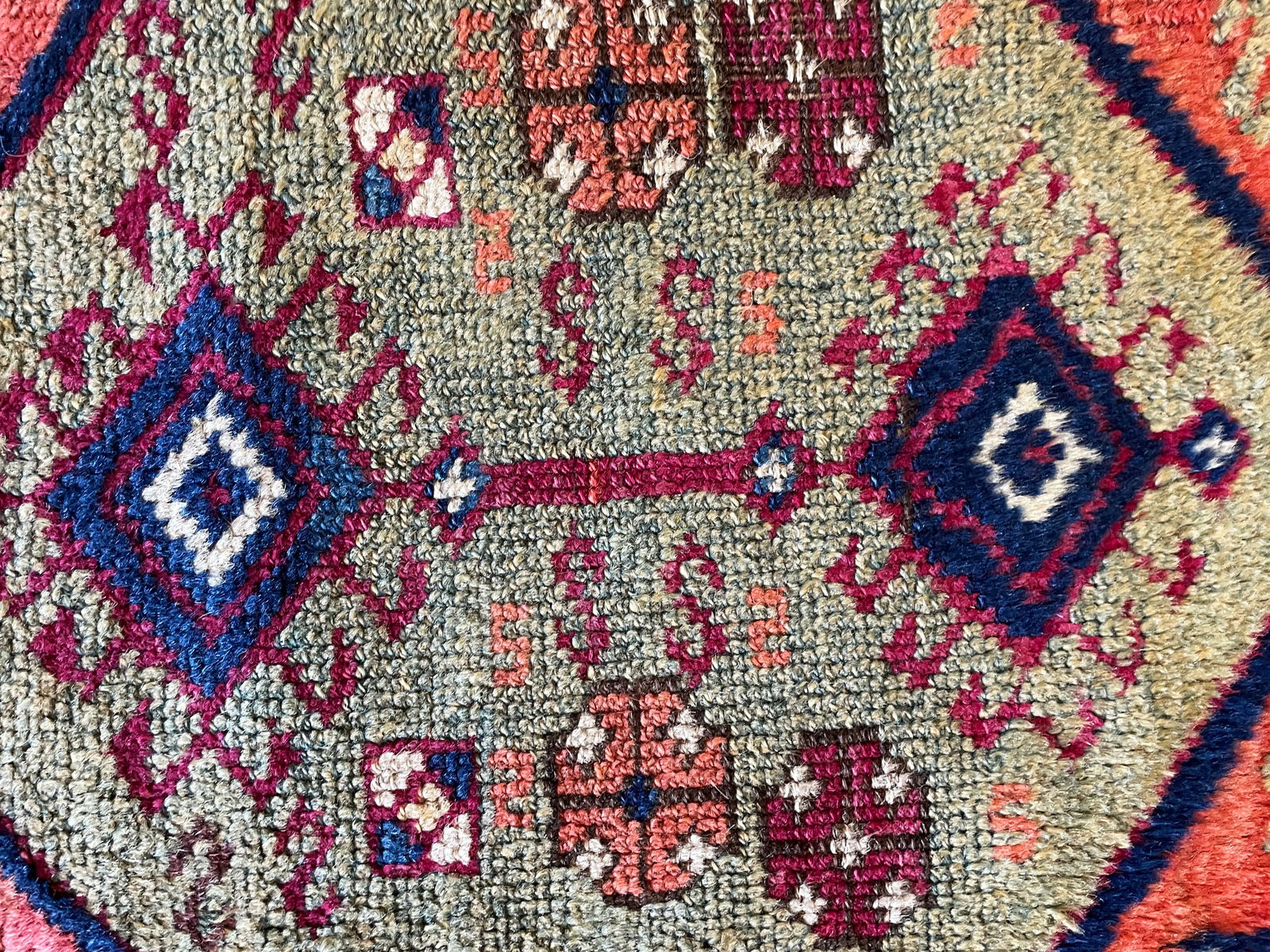 Antique Oushak Yastik Anatolian Rug, the Stars 16" X 28" - 5