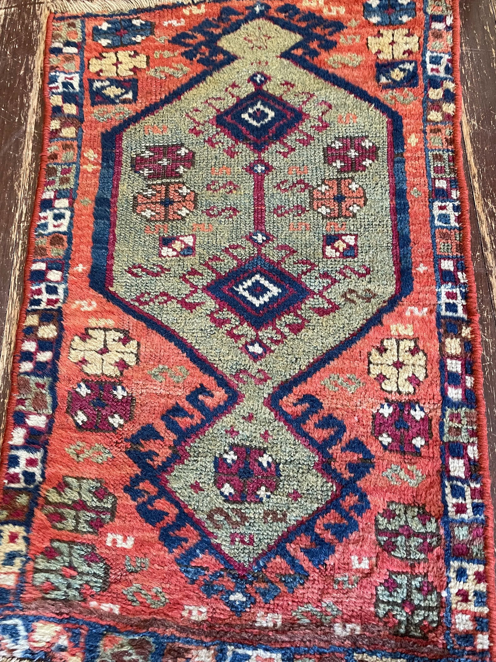 Antique Oushak Yastik Anatolian Rug, the Stars 16" X 28" - 6