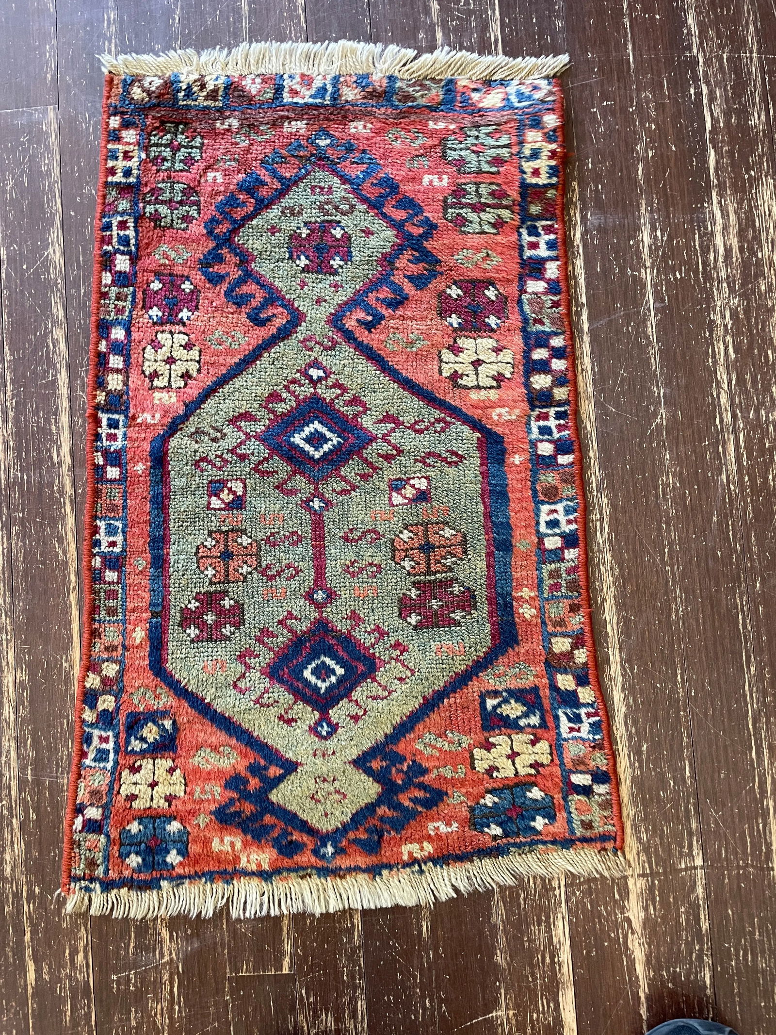 Antique Oushak Yastik Anatolian Rug, the Stars 16" X 28" - 8