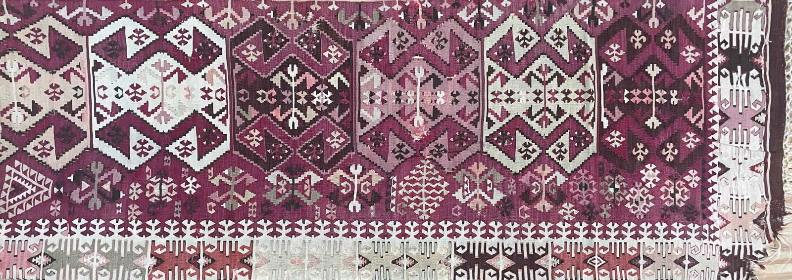 Antique Turkish Kilim, Fragment, as Is, C-1900's 2'6" X 7'2" - 2
