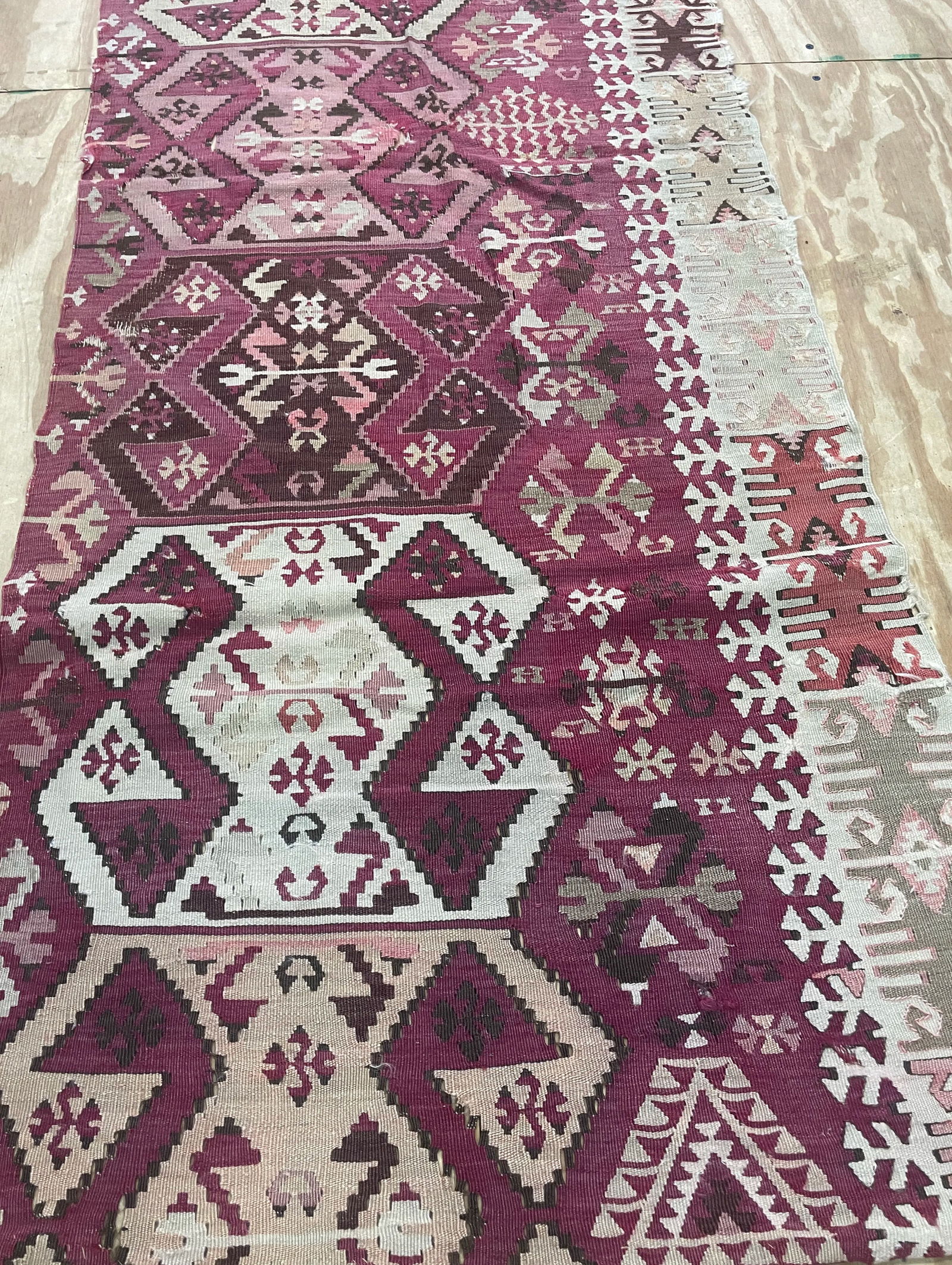 Antique Turkish Kilim, Fragment, as Is, C-1900's 2'6" X 7'2" - 7