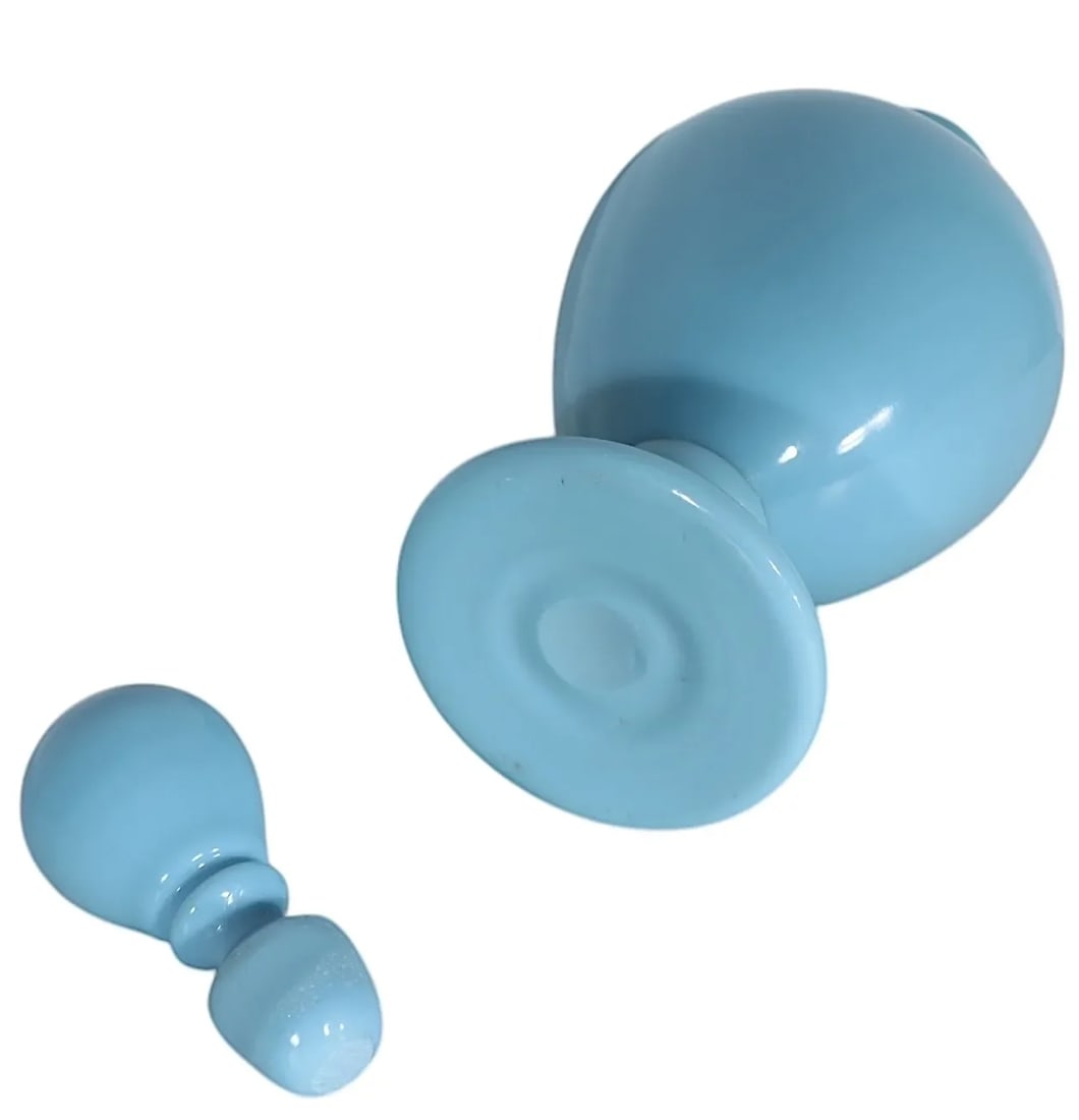 Large French Blue Opaline Stoppered Bottle - 3