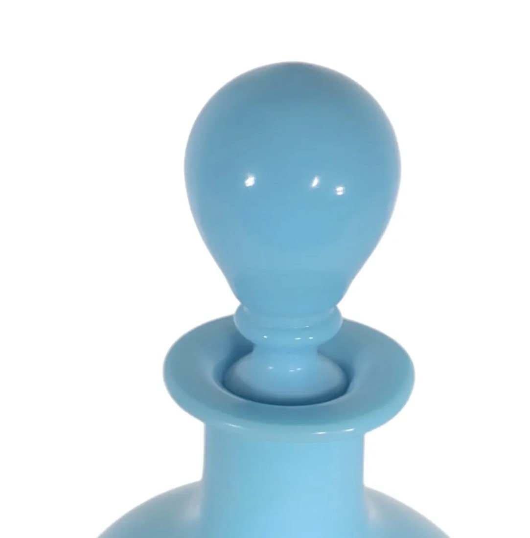 Large French Blue Opaline Stoppered Bottle - 7