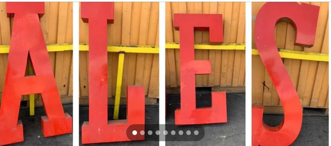 Vintage Metal Porcelain Sign Letters " Sale" or " Ales" - 2