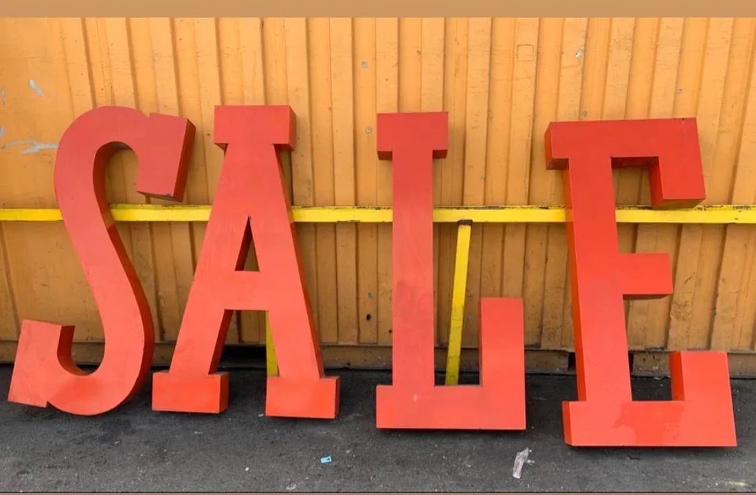 Vintage Metal Porcelain Sign Letters " Sale" or " Ales" - 9
