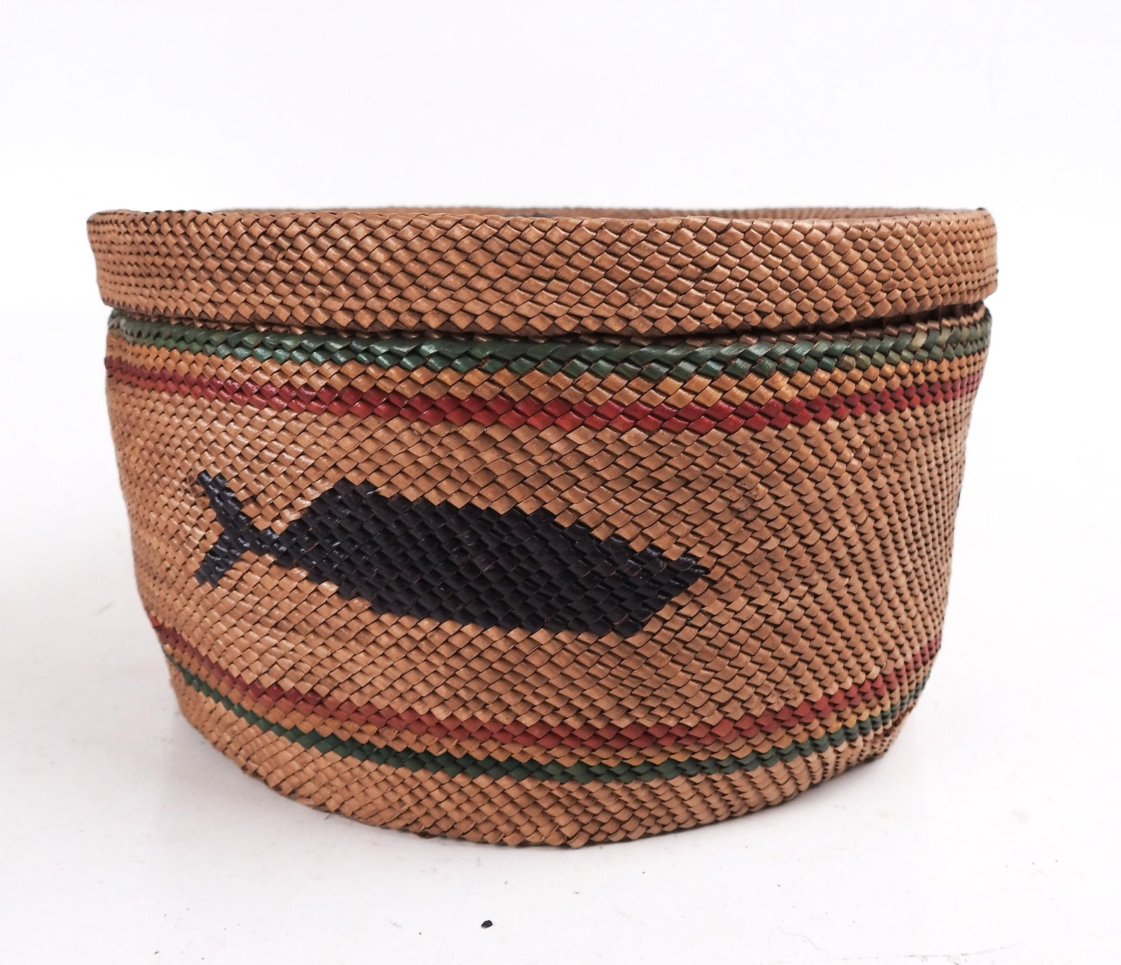 Makah Lidded Basket Whale Whaling Motif - 3