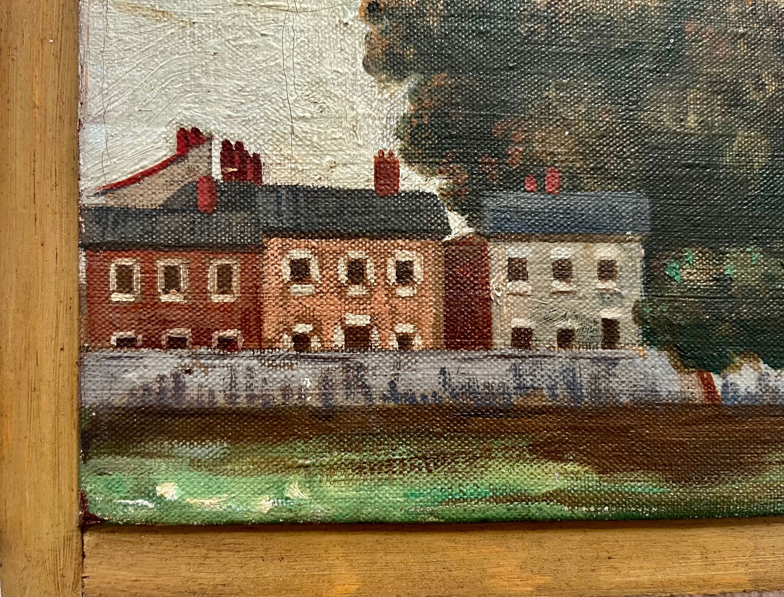 1950's Framed Original Oil Landscape-Nemours, France-Signed - 6