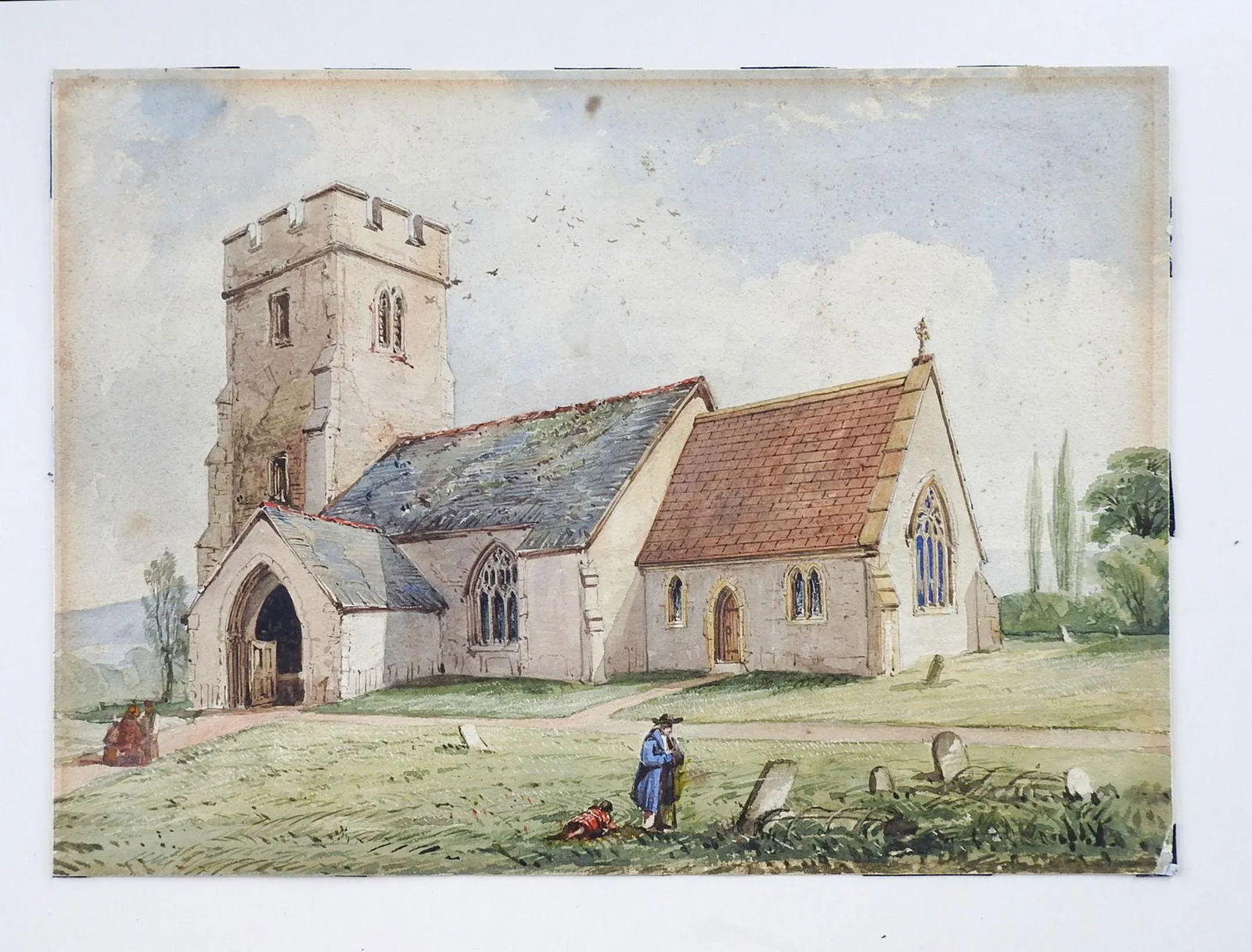19th Century Clatworthy Church Watercolor Painting - 4