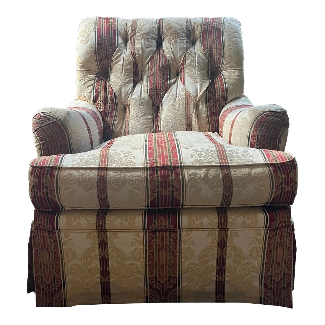Henredon Club Chair With Tufted Back and Skirted Base (1 of 8)