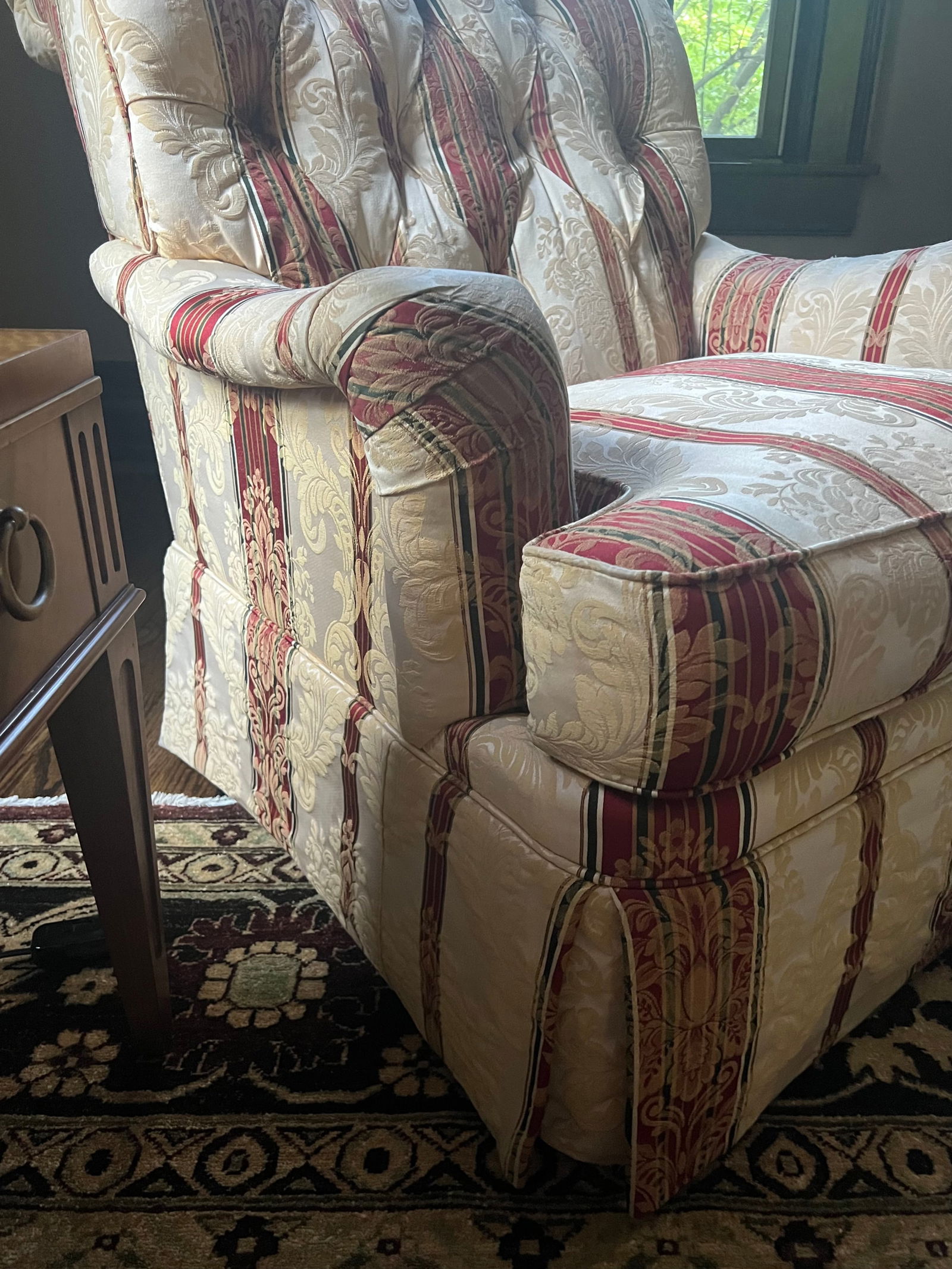 Henredon Club Chair With Tufted Back and Skirted Base - 3