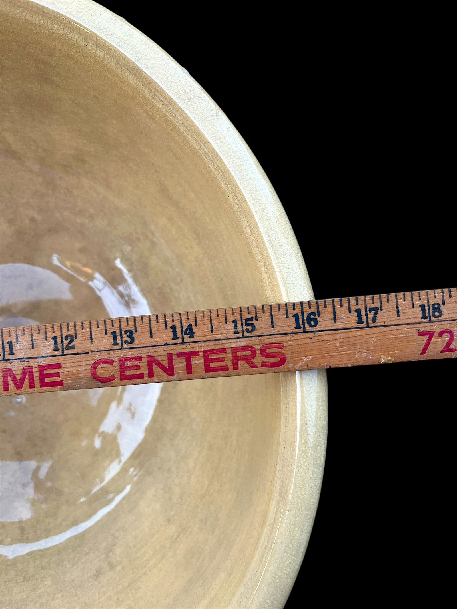 Largest Antique Weller Pottery #16 Yellow Ware Striped Farmhouse Bowl - 6