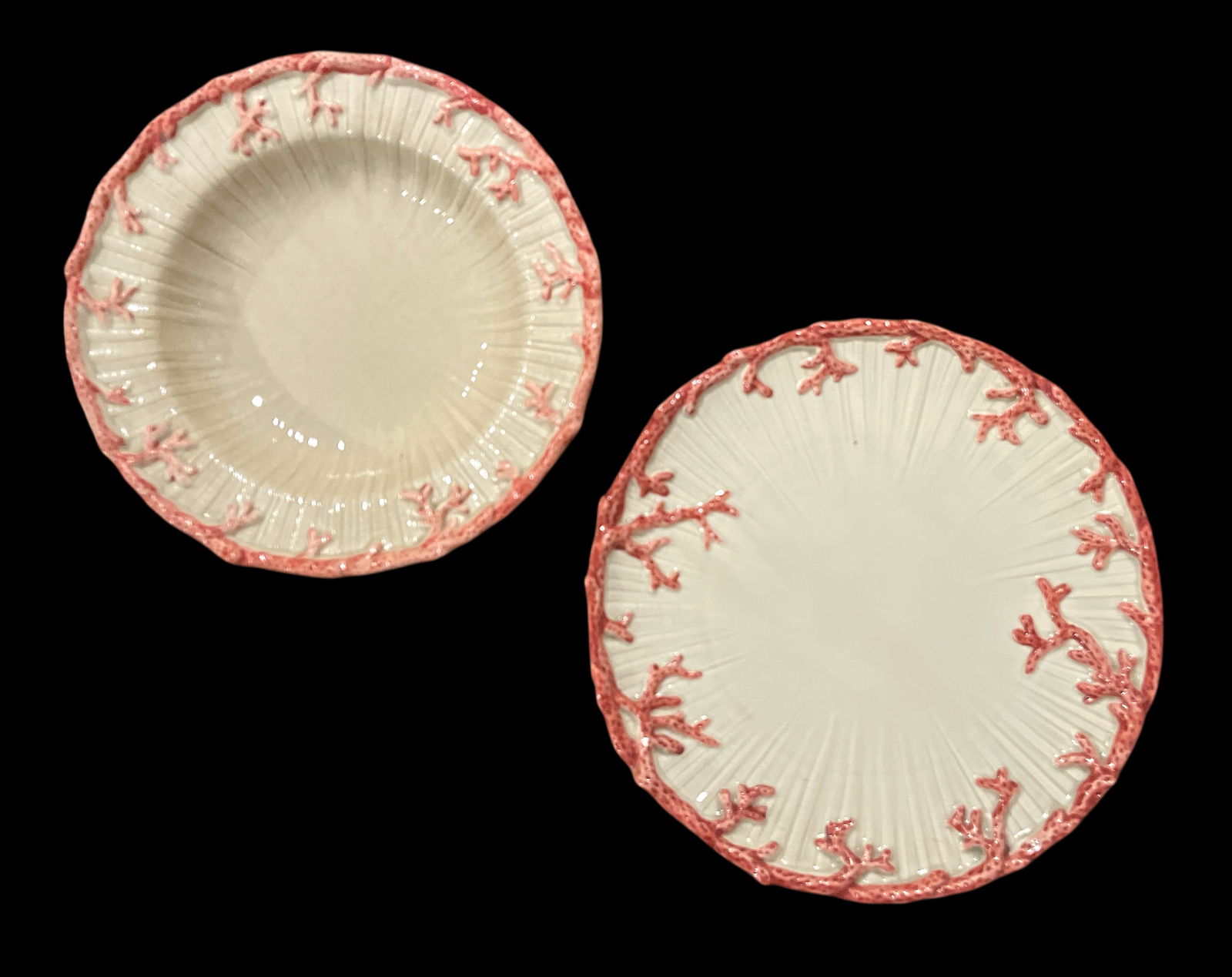 1970s Fitz & Floyd Oceana Nautilus Dinner Plates and Soup Salad Bowls - Set of 4 - 2