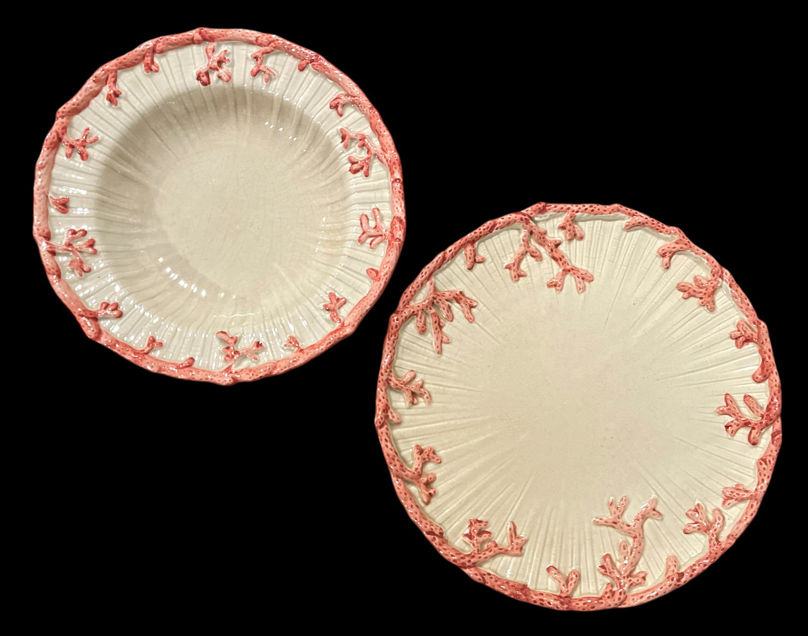 1970s Fitz & Floyd Oceana Nautilus Dinner Plates and Soup Salad Bowls - Set of 4 - 3
